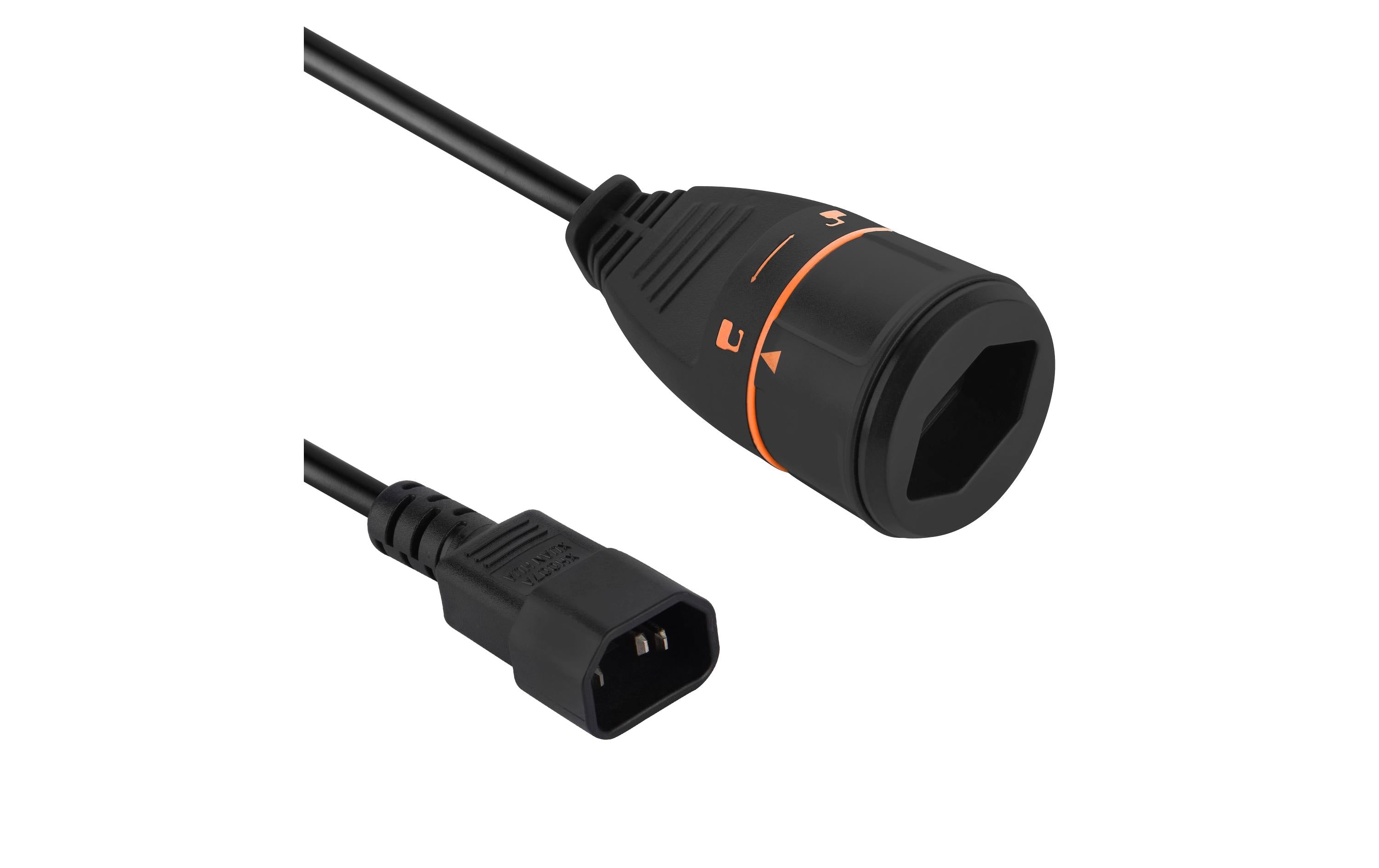 Lockxtend Netzkabel, IEC C14 auf T13, verriegelbar, 1,4 m, schwarz