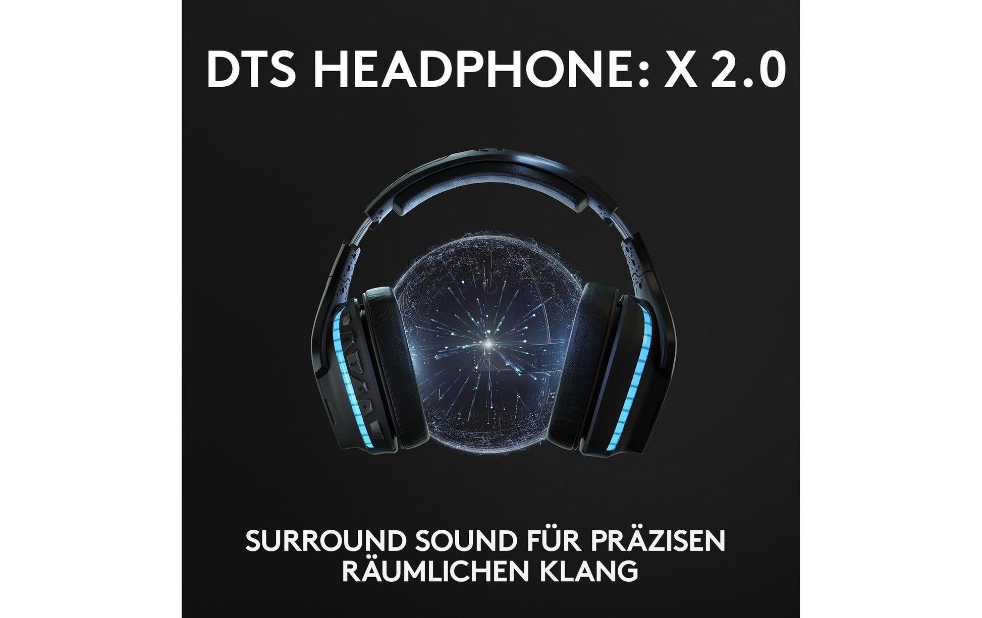 Logitech G G935 Gaming-Headset – Over-Ear, Kabellos + 3,5 mm Klinke, ANC, mit USB-A-Dongle