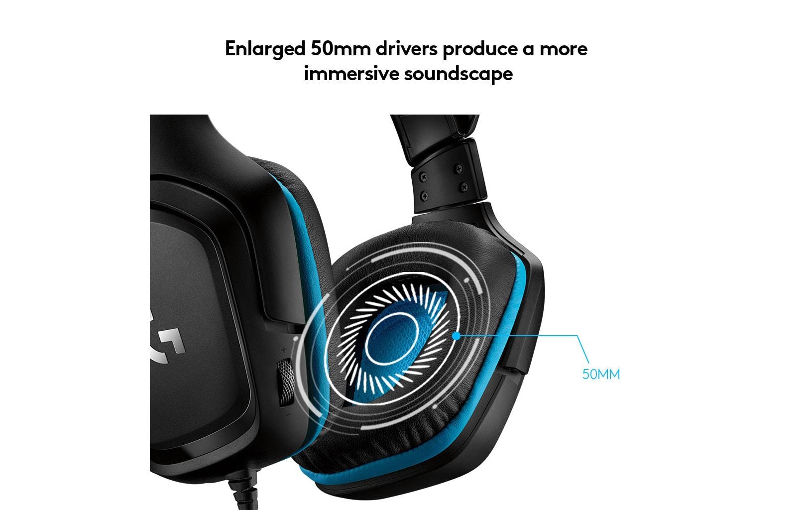 Logitech G G432 Gaming-Headset – Over-Ear, Stereo, Kabelgebunden, 3,5 mm Klinke, ANC, Schwarz/Blau