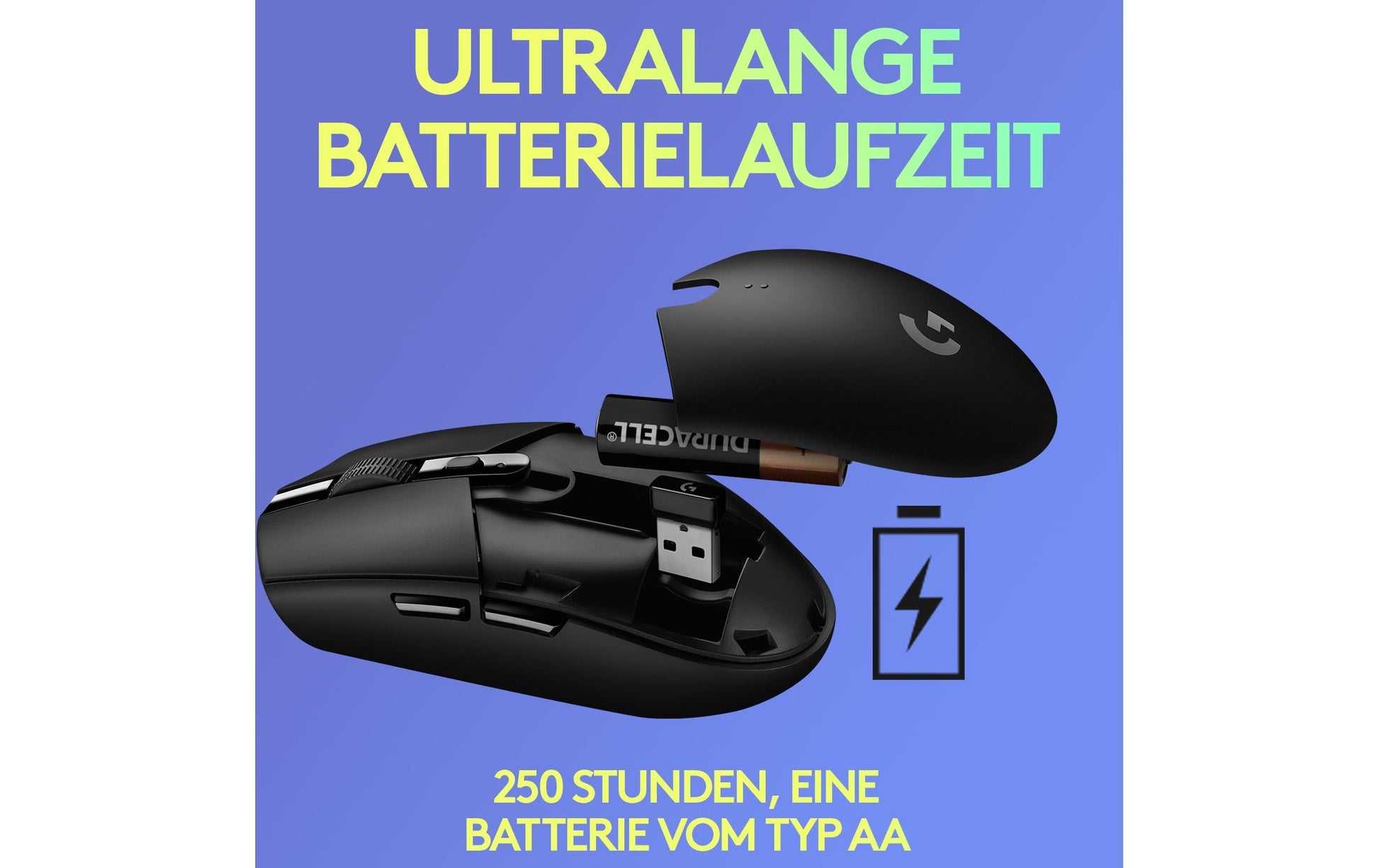Logitech G G305 LIGHTSPEED – Gaming-Maus – Kabellos (Bluetooth/2,4 GHz), 12000 DPI, Rechts, Lila