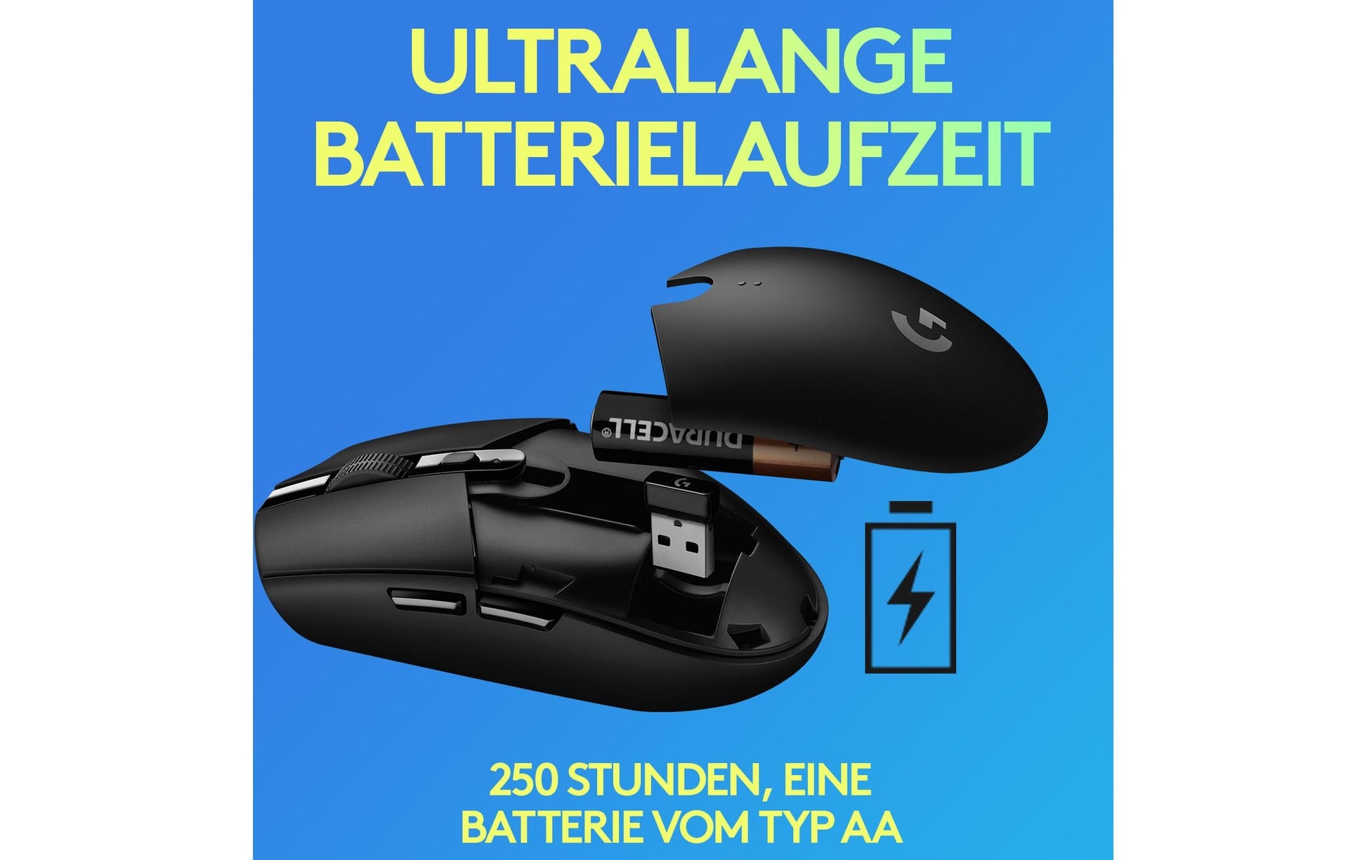 Logitech G G305 – Gaming-Maus – Kabellos (Bluetooth/2,4 GHz), 12000 DPI, Rechts, Blau