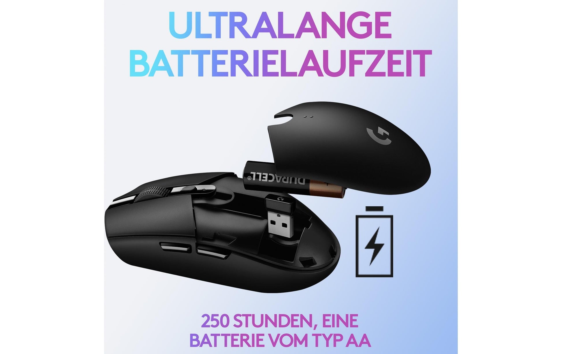 Logitech G G305 – Gaming-Maus – Kabellos (Bluetooth/2,4 GHz), 12000 DPI, Rechts, Weiss
