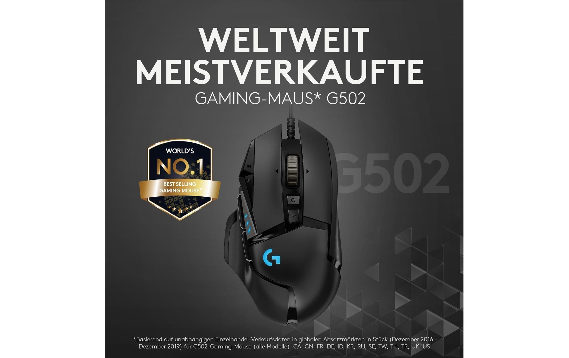 Logitech G G502 HERO – Gaming-Maus – Kabelgebunden (USB‑A), 25600 DPI, RGB-Beleuchtung, rechts, Schwarz