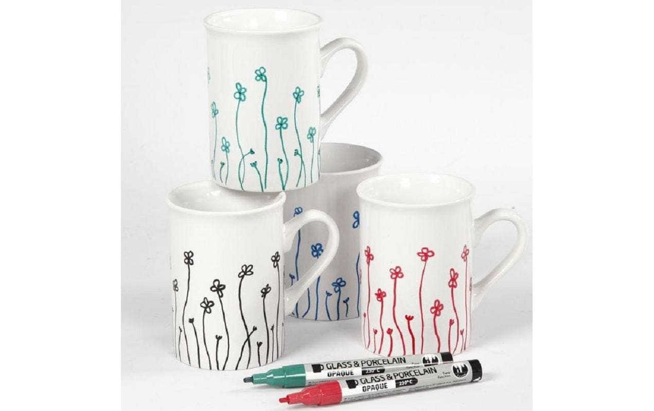Creativ Company Tassen – 2er Set, Ø 7,4 cm, H 10,0 cm, Porzellan, Weiss