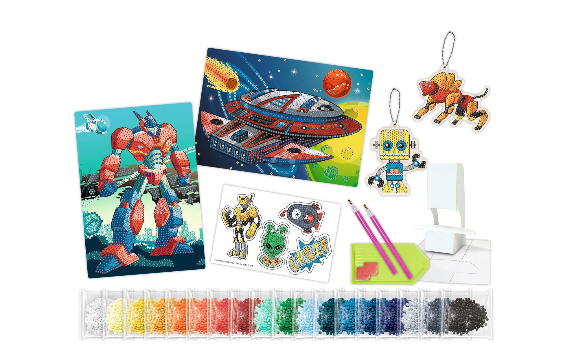 URSUS Diamond-Painting-Set Galaxy – 2 A5-Karten, 1 Stickerbogen – ab 8 Jahren
