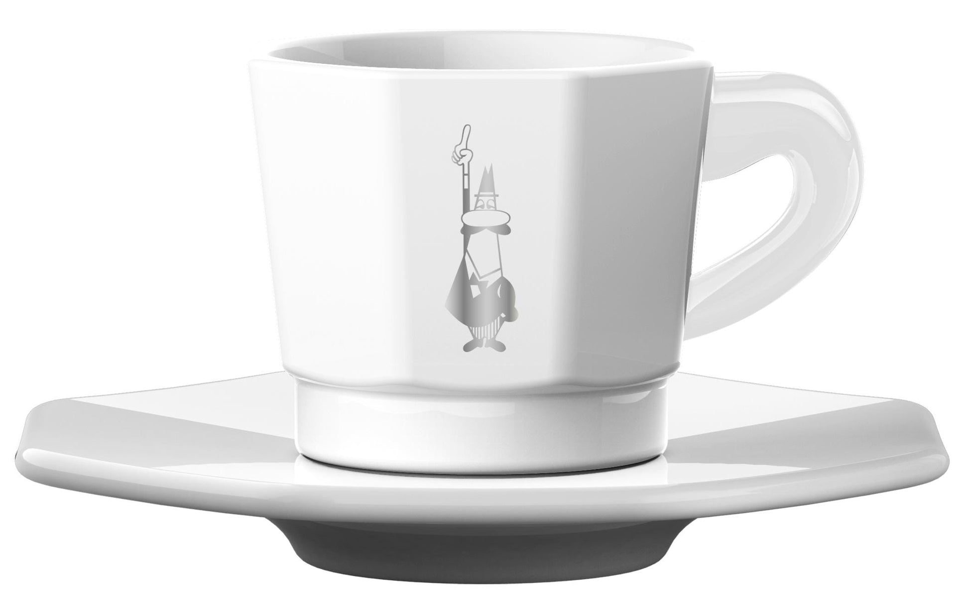 Bialetti Espressotasse RTATZ402 – 4er Set, 80 ml, Porzellan, Weiss, mit Unterteller