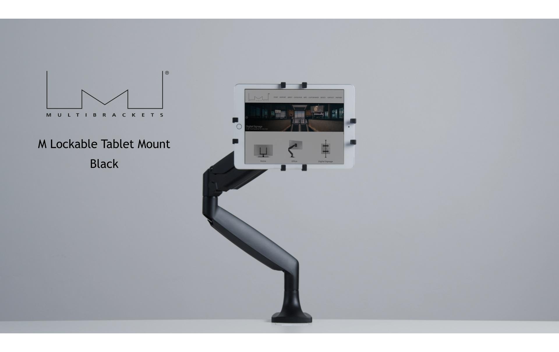 Multibrackets Tablet-Tischhalterung für iPad – bis 13", abschliessbar, VESA 75×75 – Schwarz
