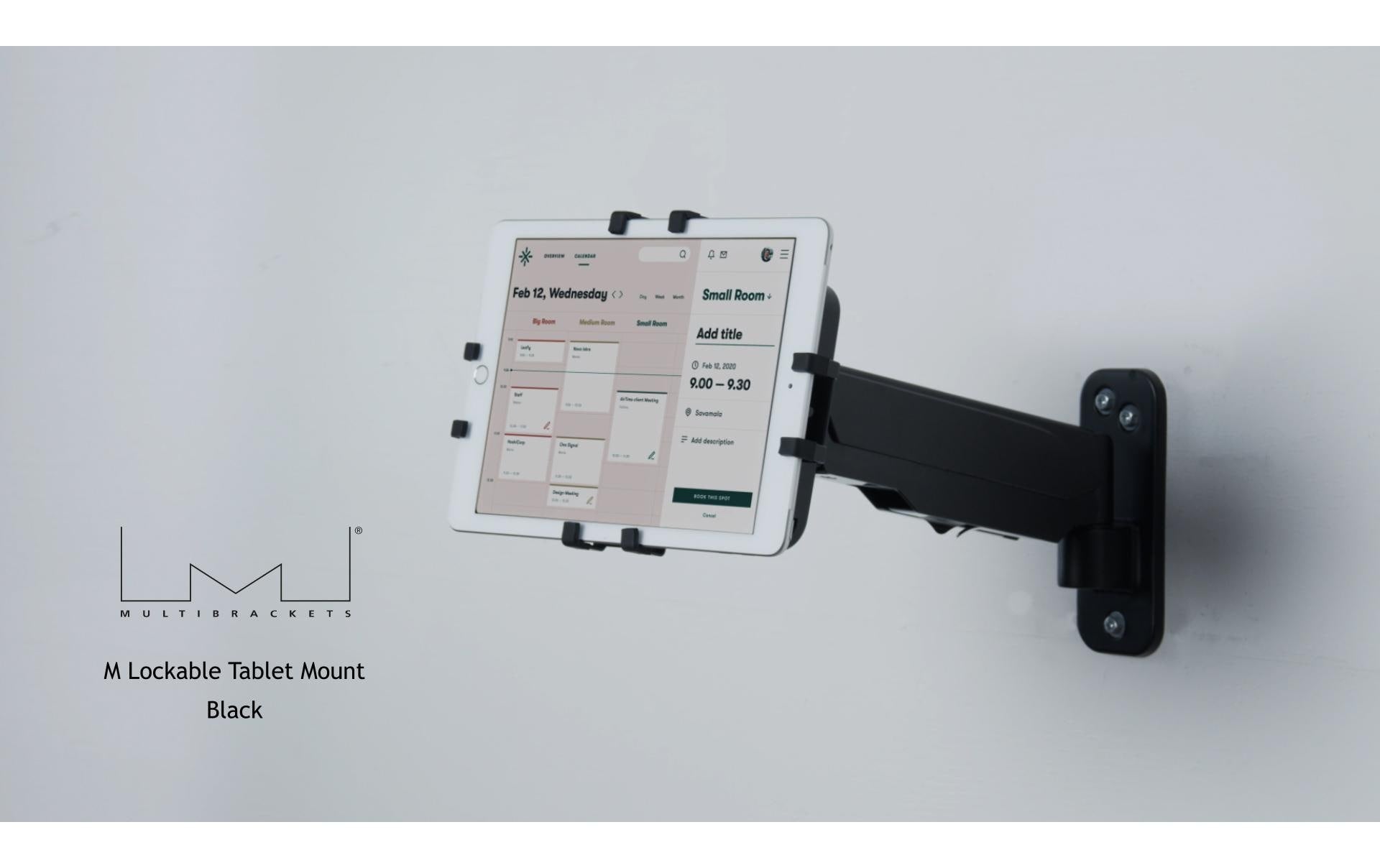 Multibrackets Tablet-Tischhalterung für iPad – bis 13", abschliessbar, VESA 75×75 – Schwarz
