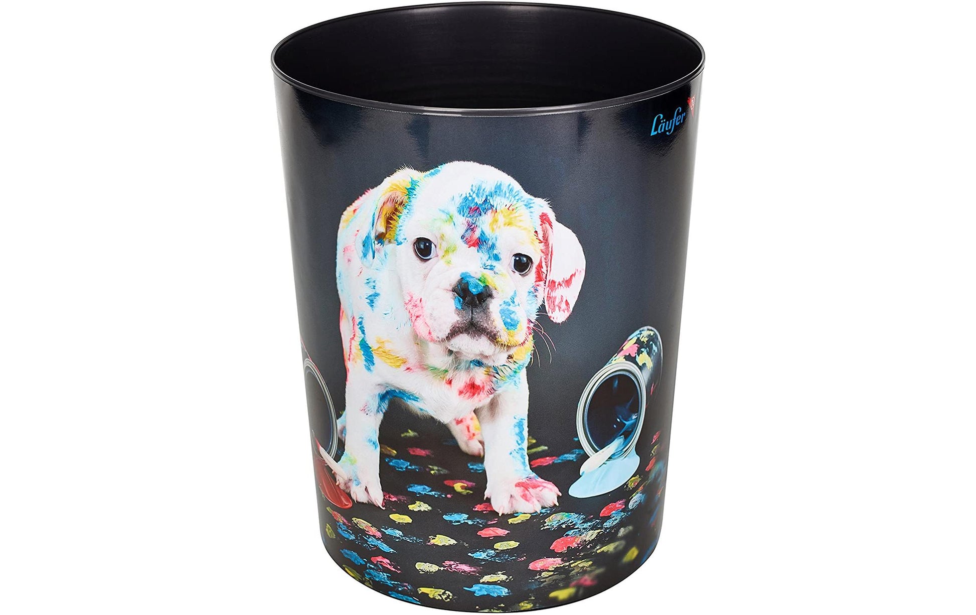 Laufer Papierkorb Bunter Hund – 13 l – Kunststoff (PP), rund – mehrfarbig