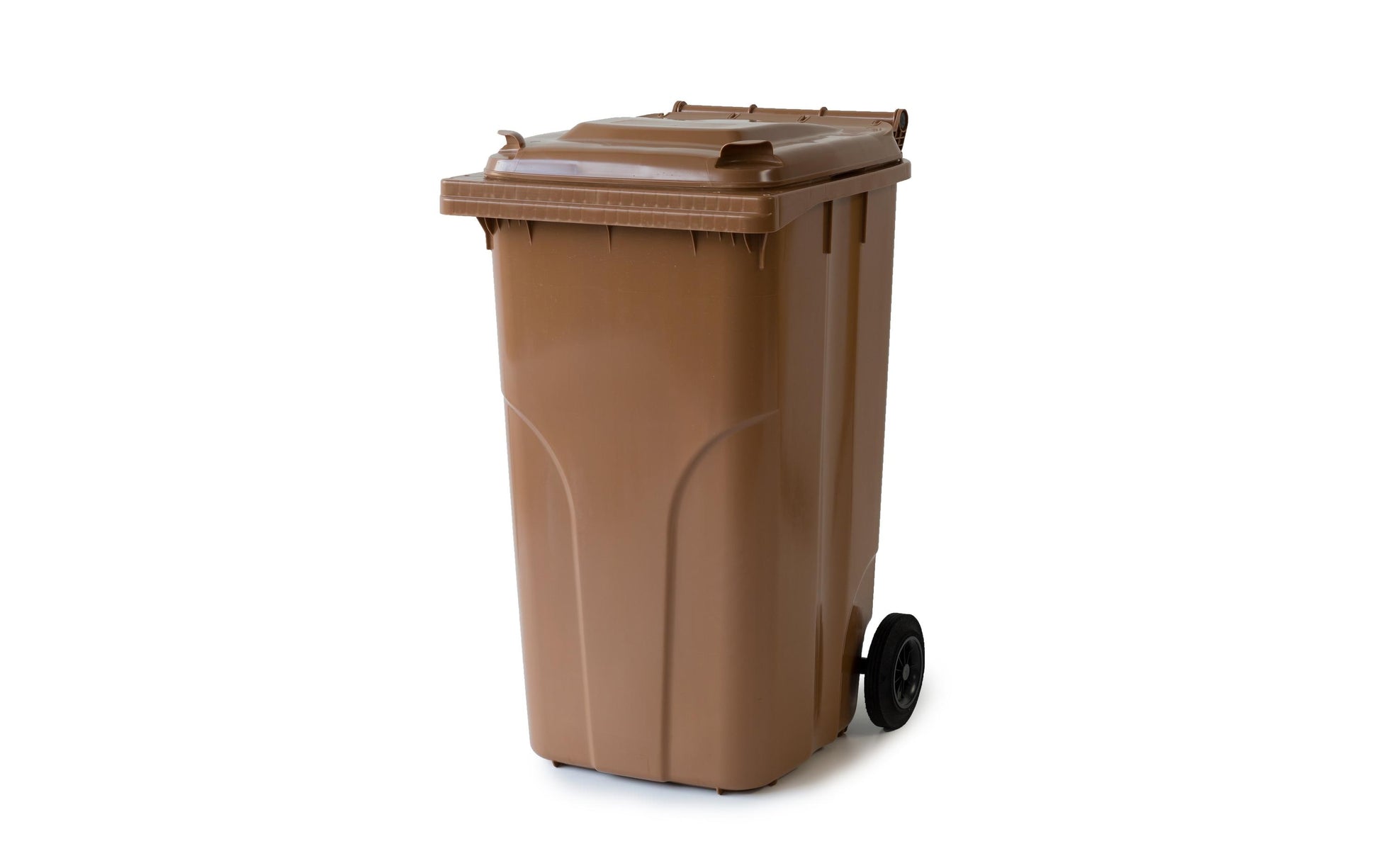 Verwo Abfallcontainer – 240 l – mit Deckel – Kunststoff, Braun – B × H × T 580 × 1060 × 740 mm
