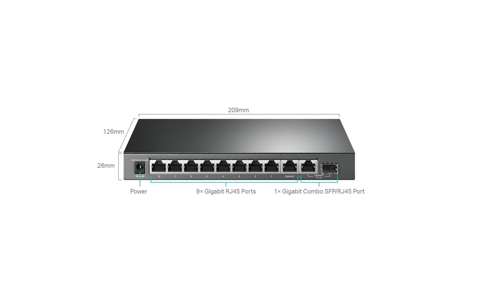 TP-Link TL-SG1210MPE – Managed Switch – 9×GbE, 1×SFP, L2, PoE+ 123 W