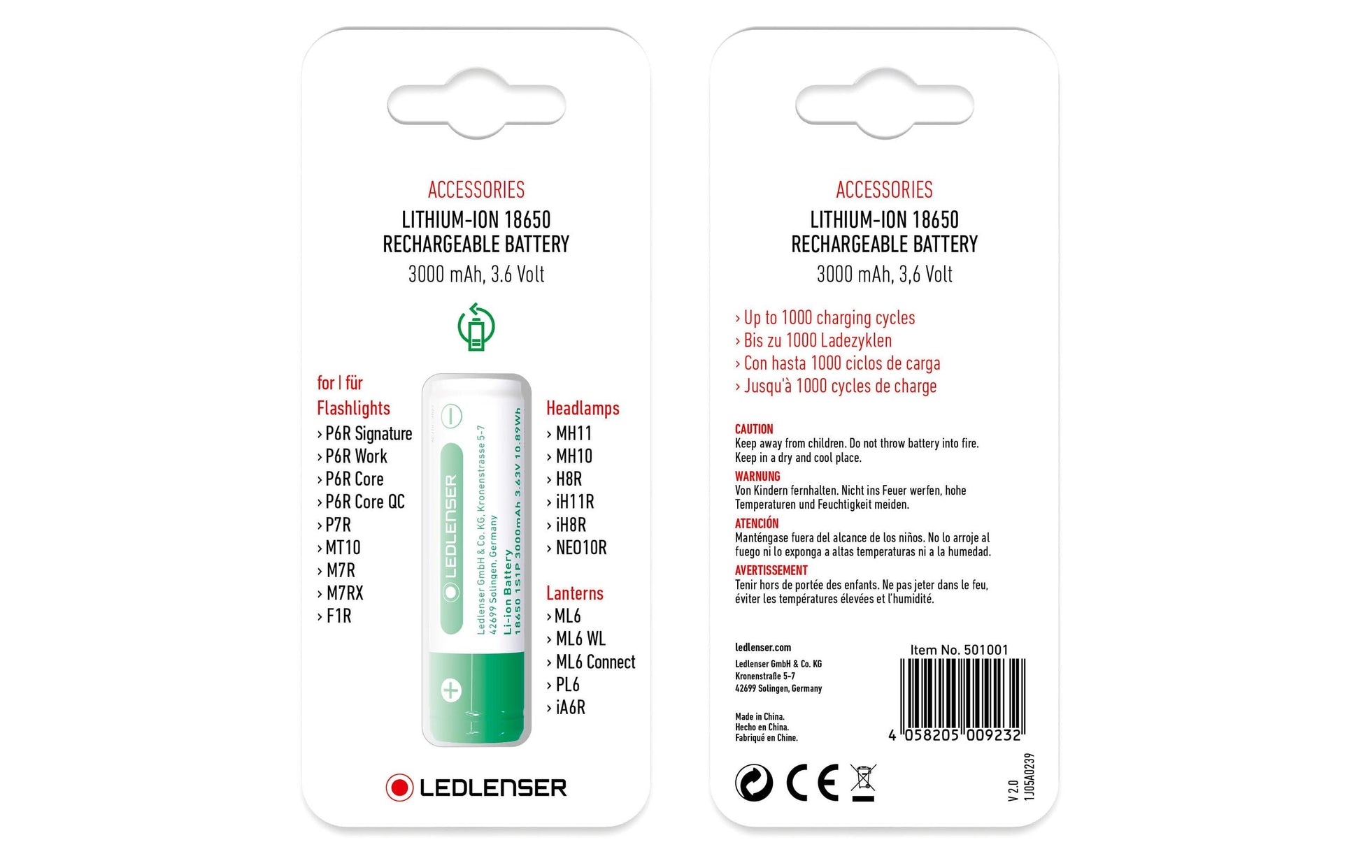Ledlenser 18650 Akku, Li-Ion, 3000 mAh, 3,7 V – 1 Stk.