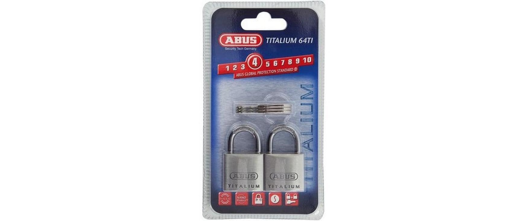ABUS 64TI/20 Twins B/DFNLI Mechanisches Vorhängeschloss – Aluminium (Korpus), gehärteter Stahl (Bügel)