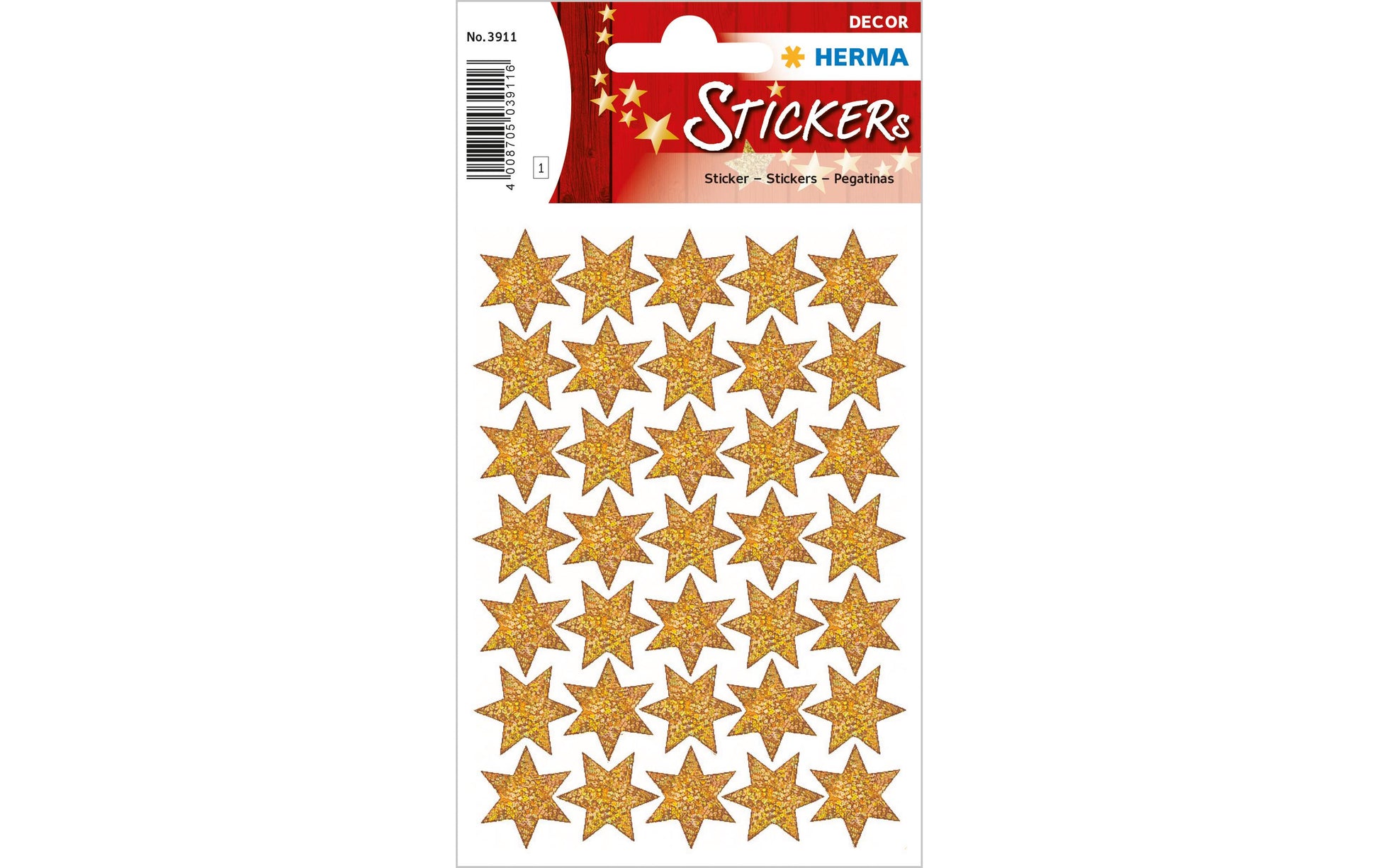 HERMA Geschenketiketten – Sterne – 35 Etiketten – permanent, Kunststoff – Bogen 84 × 120 mm, Gold