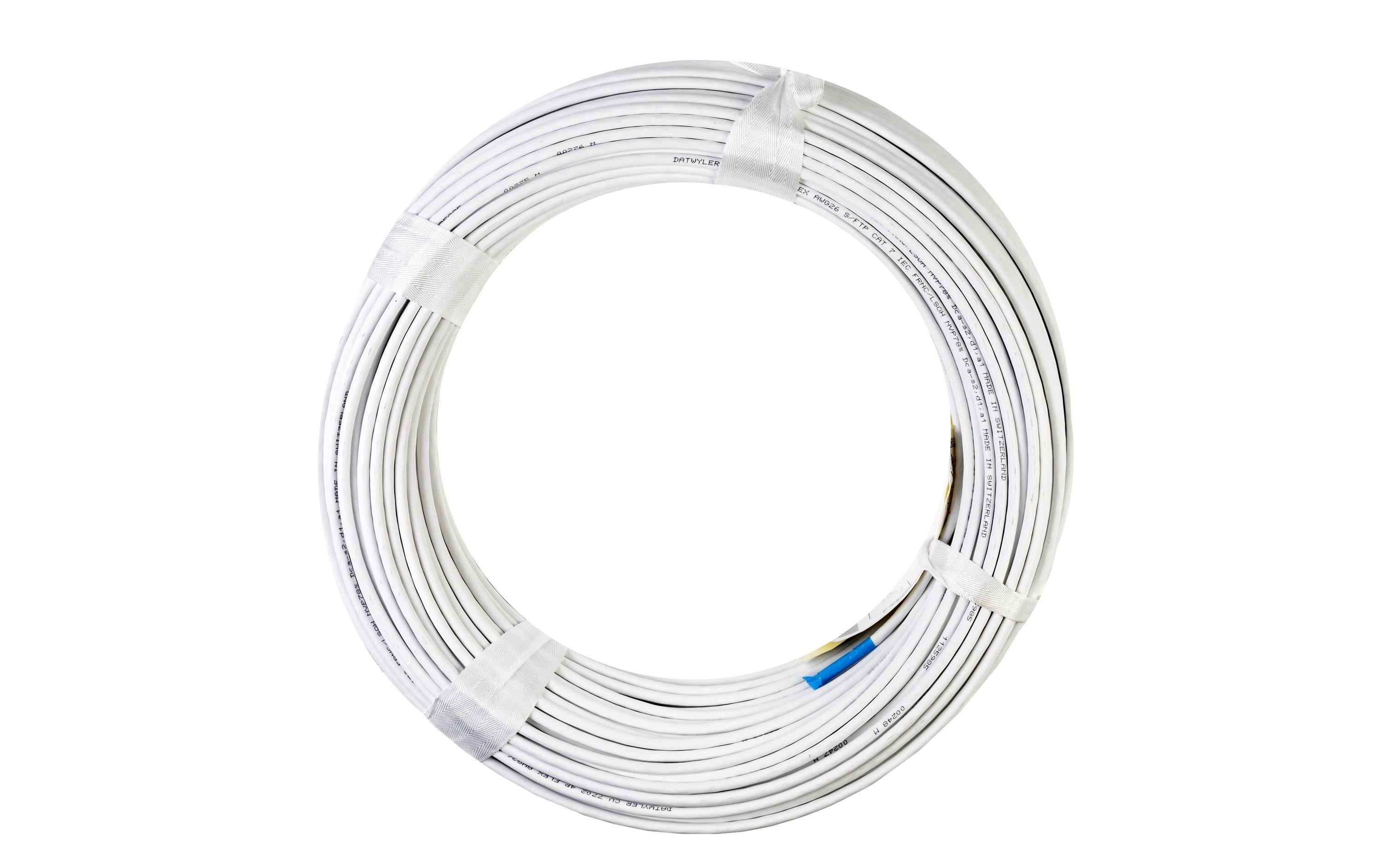 Dätwyler it infra Dätwyler CU 7702 4P Flex TC Patchkabel – PoE+, 100 m, Weiss, S/FTP, halogenfrei