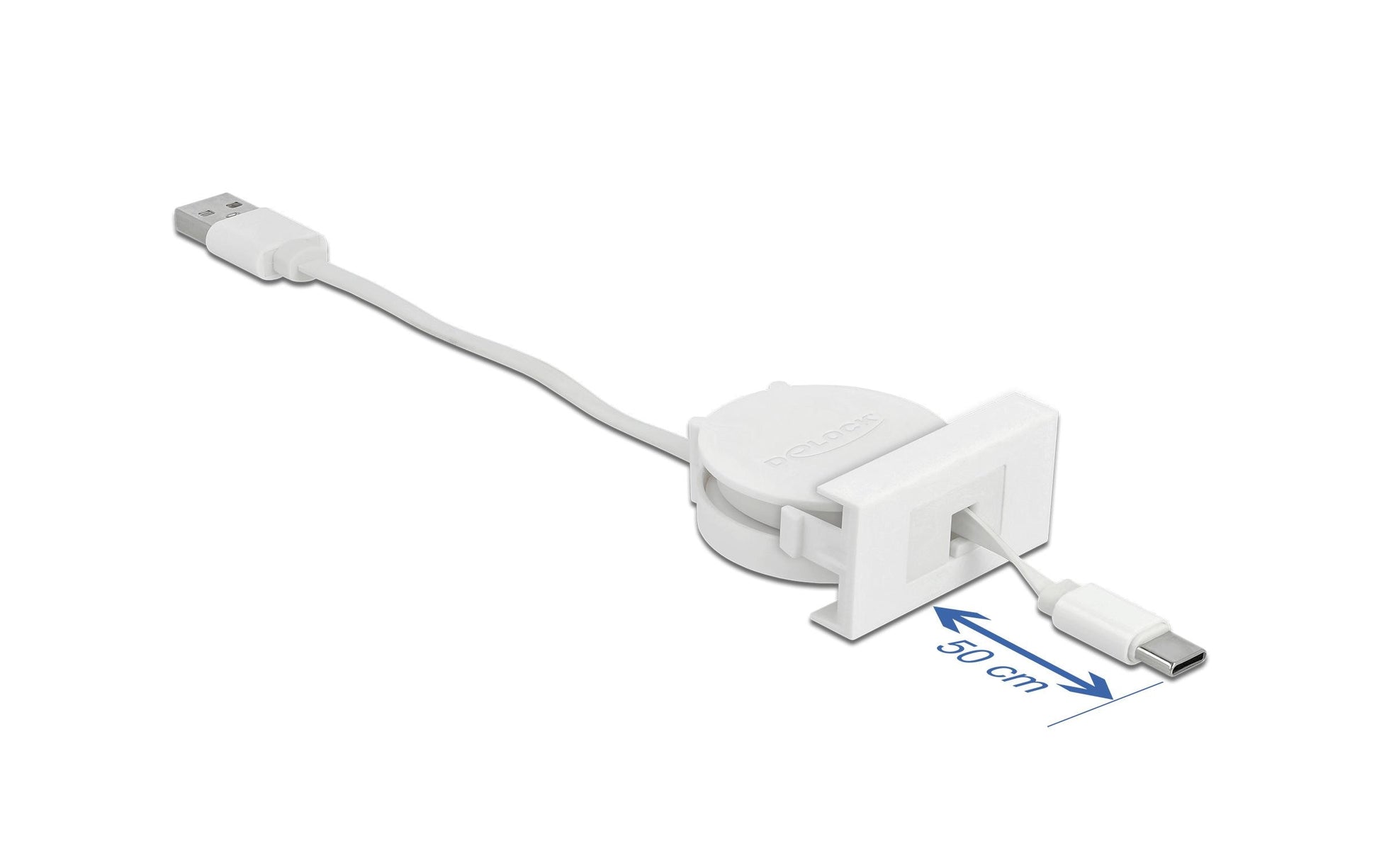 DeLOCK USB-A auf USB-C Kabel – USB 2.0 (480 Mbit/s) – 0,62 m – Flachband – Weiss