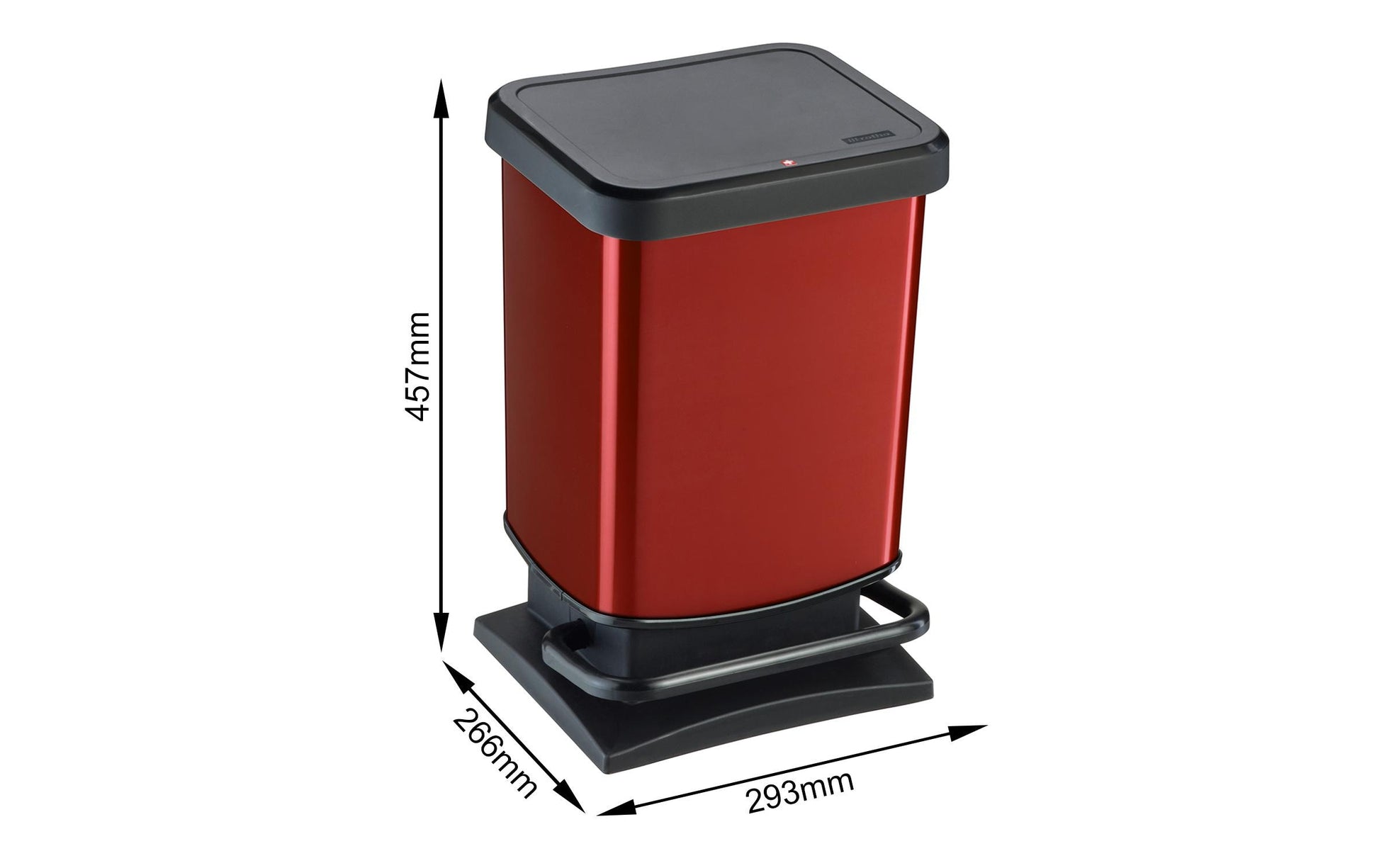 Rotho Papierkorb Paso – 20 l – Kunststoff, Rot – B × H × T 266 × 457 × 293 mm
