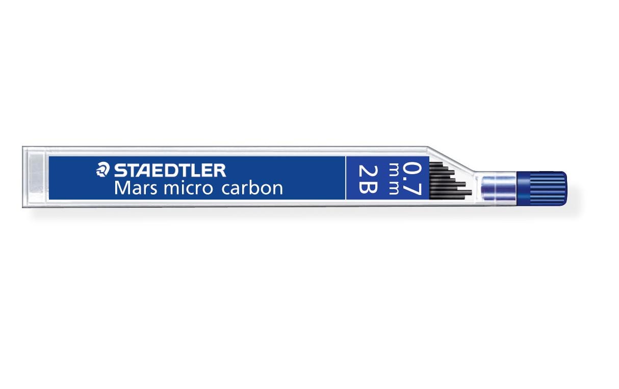 Staedtler Mars micro carbon 250 Druckbleistiftminen – schwarz, 0,7 mm, 12er-Pack