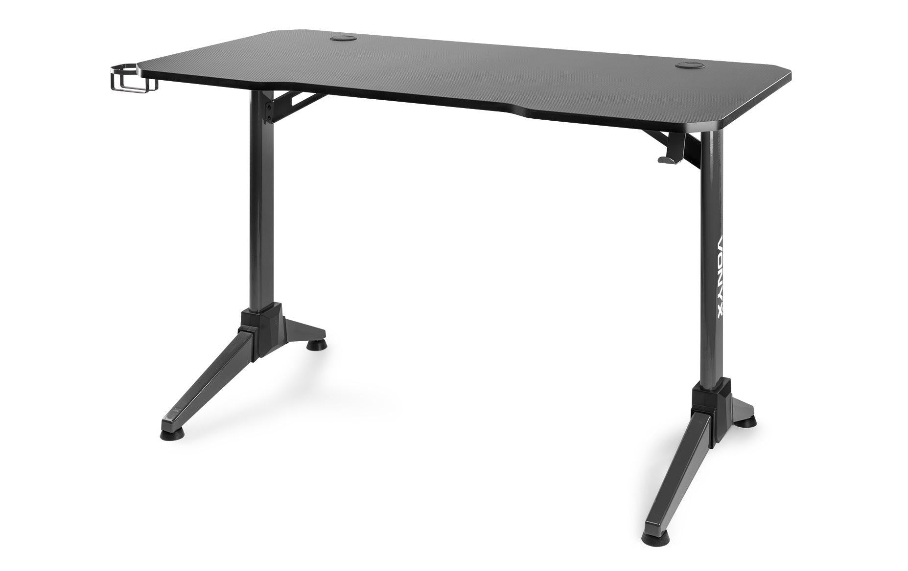 Vonyx Rollbarer Computertisch, 1'200×750×600 mm, bis 100 kg, mit Beleuchtung, schwarz