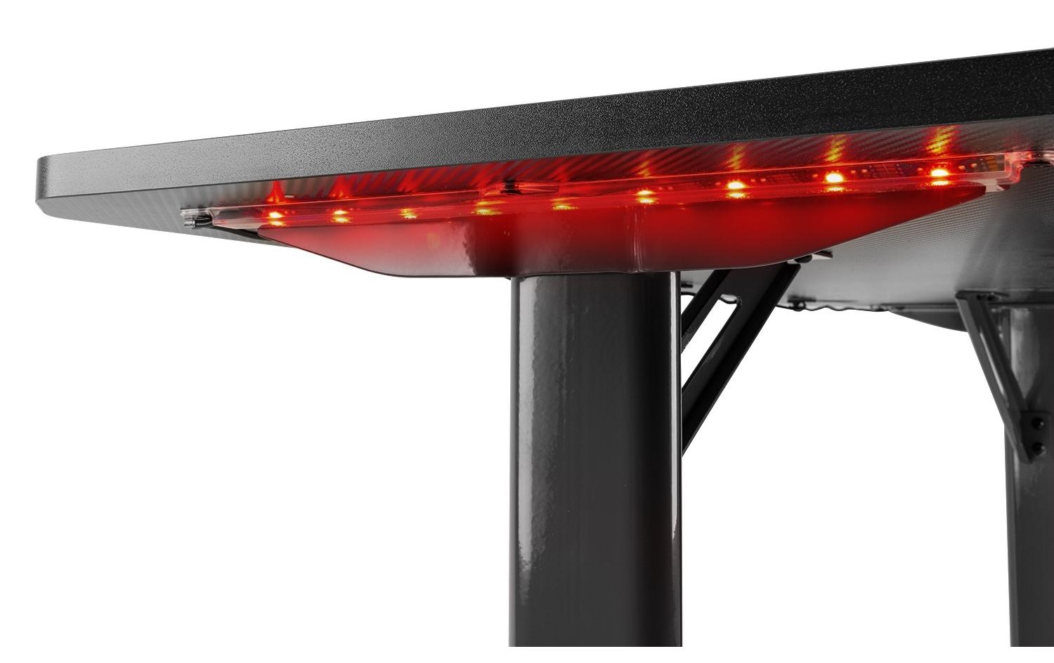 Vonyx Rollbarer Computertisch, 1'200×750×600 mm, bis 100 kg, mit Beleuchtung, schwarz