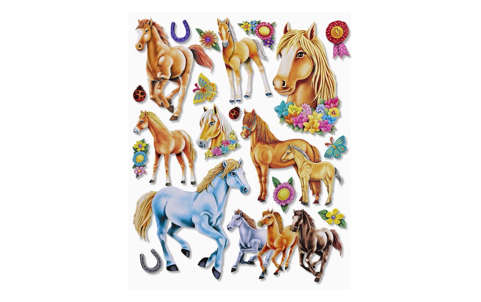 HobbyFun Sticker, Pferde, mehrfarbig, 1 Stk, 30 × 30 cm