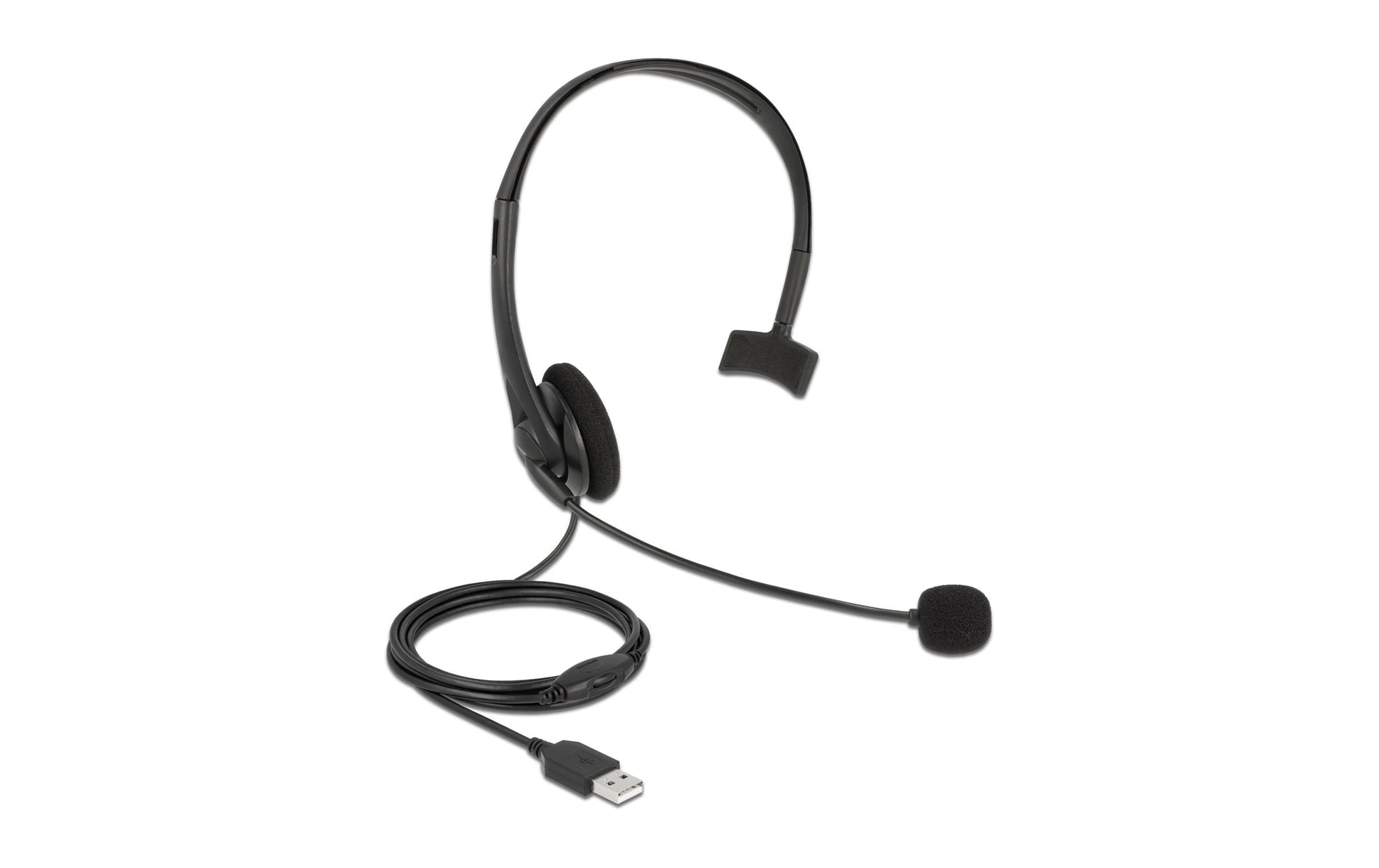 DeLOCK Office-Headset – On-Ear, Mono, Kabelgebunden (USB-A), Schwarz