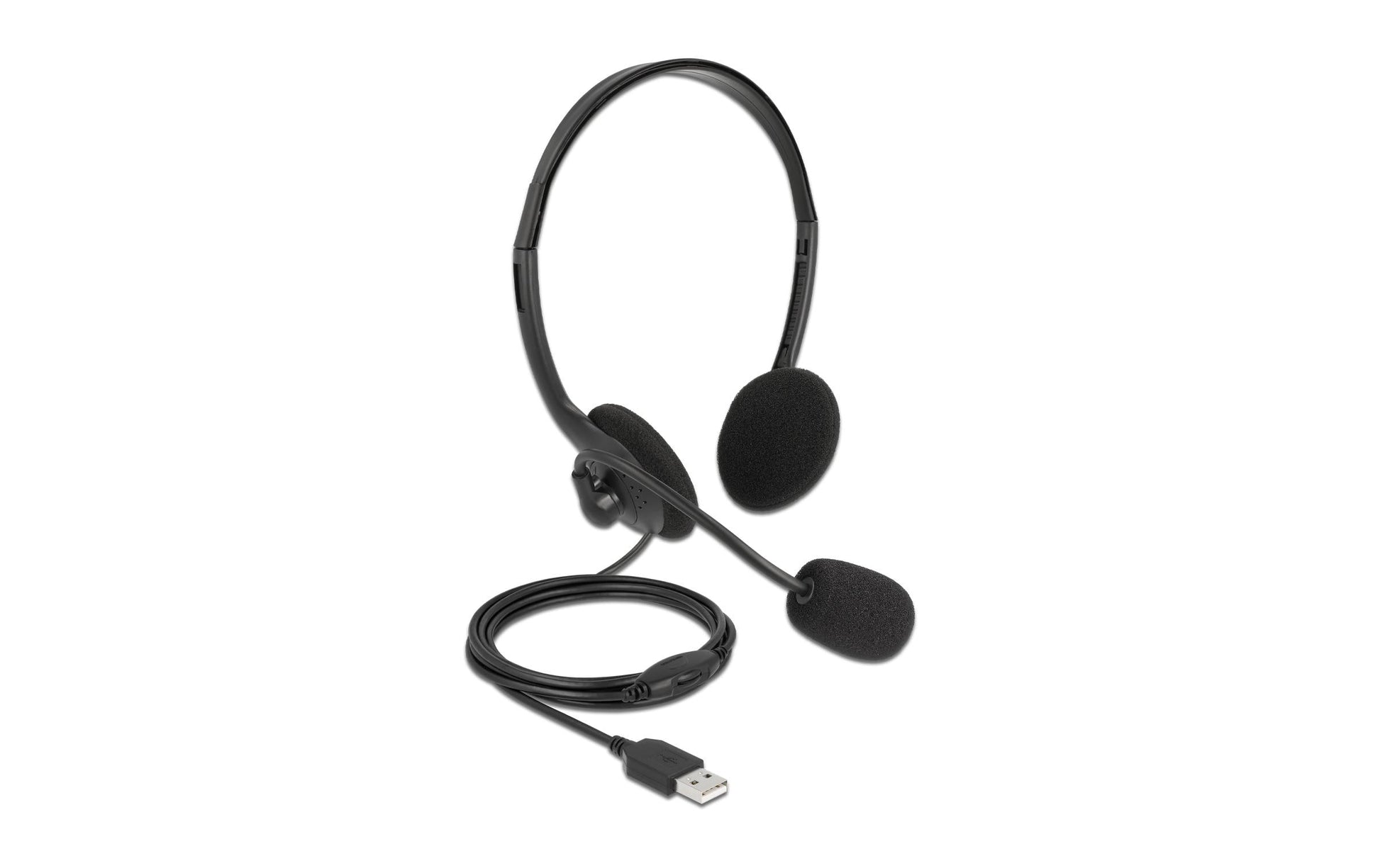 DeLOCK Office-Headset – On-Ear, Stereo, Kabelgebunden, USB-A, Schwarz