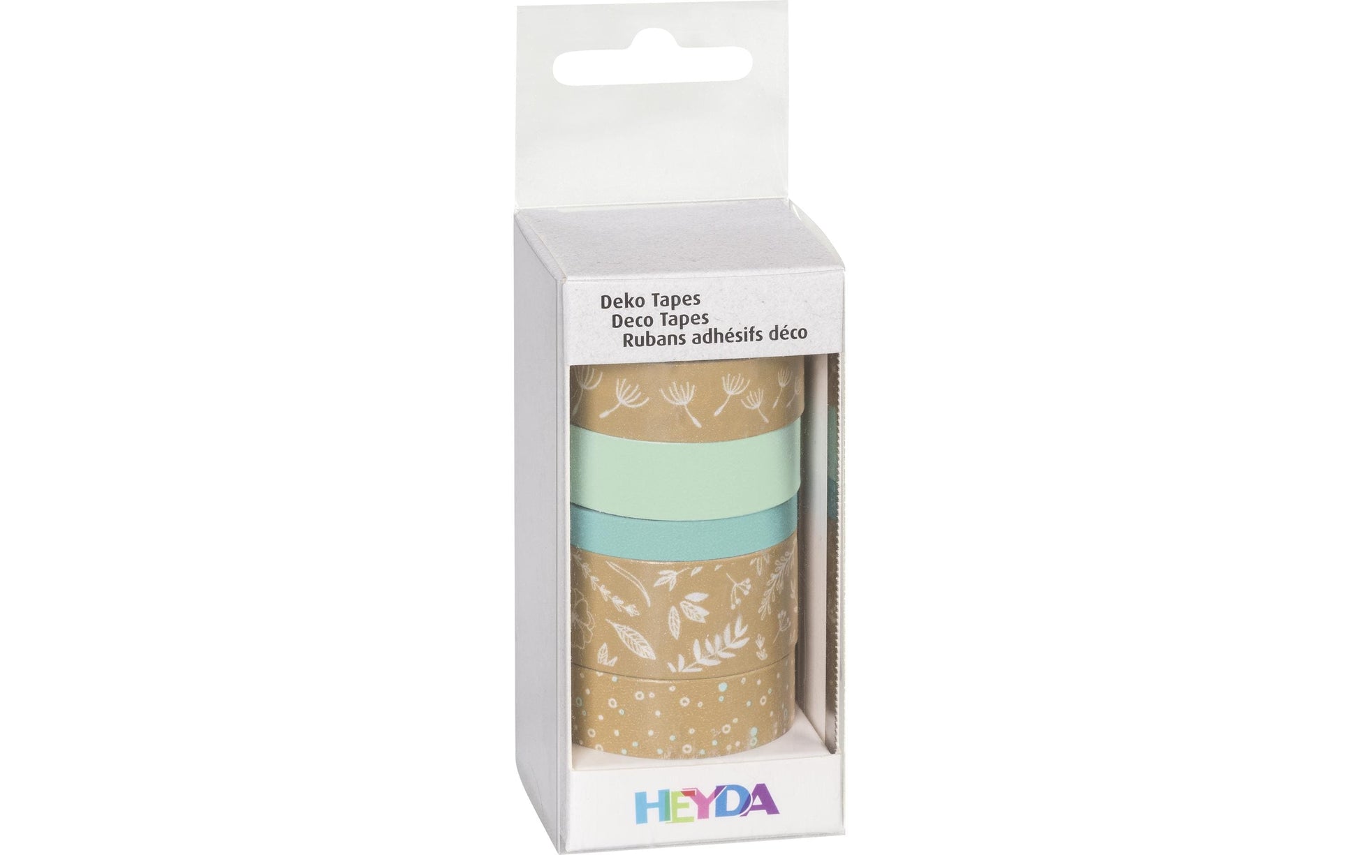 HEYDA Natur Blätter Washi Tape – 12 mm × 5 m, mehrfarbig, Papier, 5 Rollen