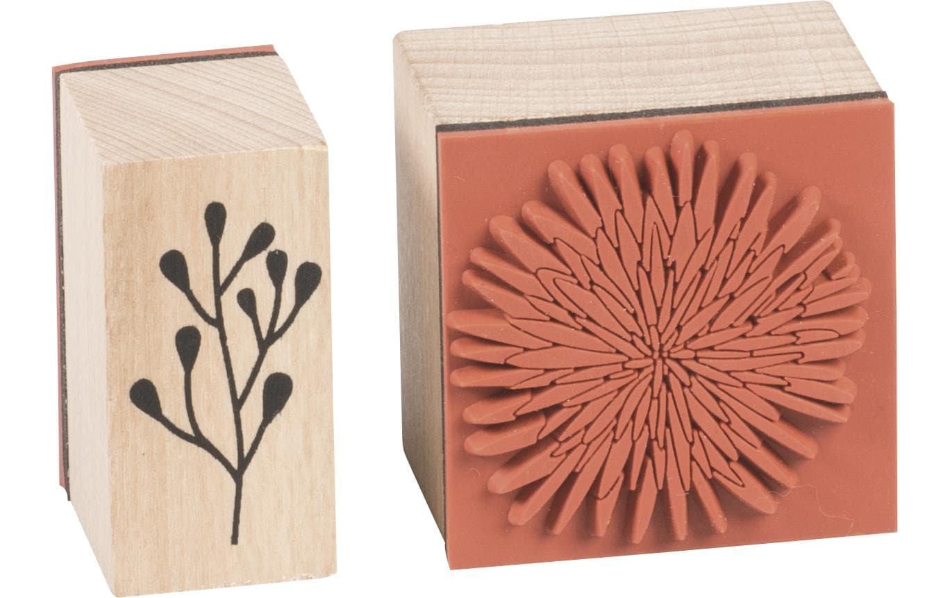 HEYDA Stempel-Set – Blumen – 10 Stempel – Ahorn – 120 × 100 × 30 mm