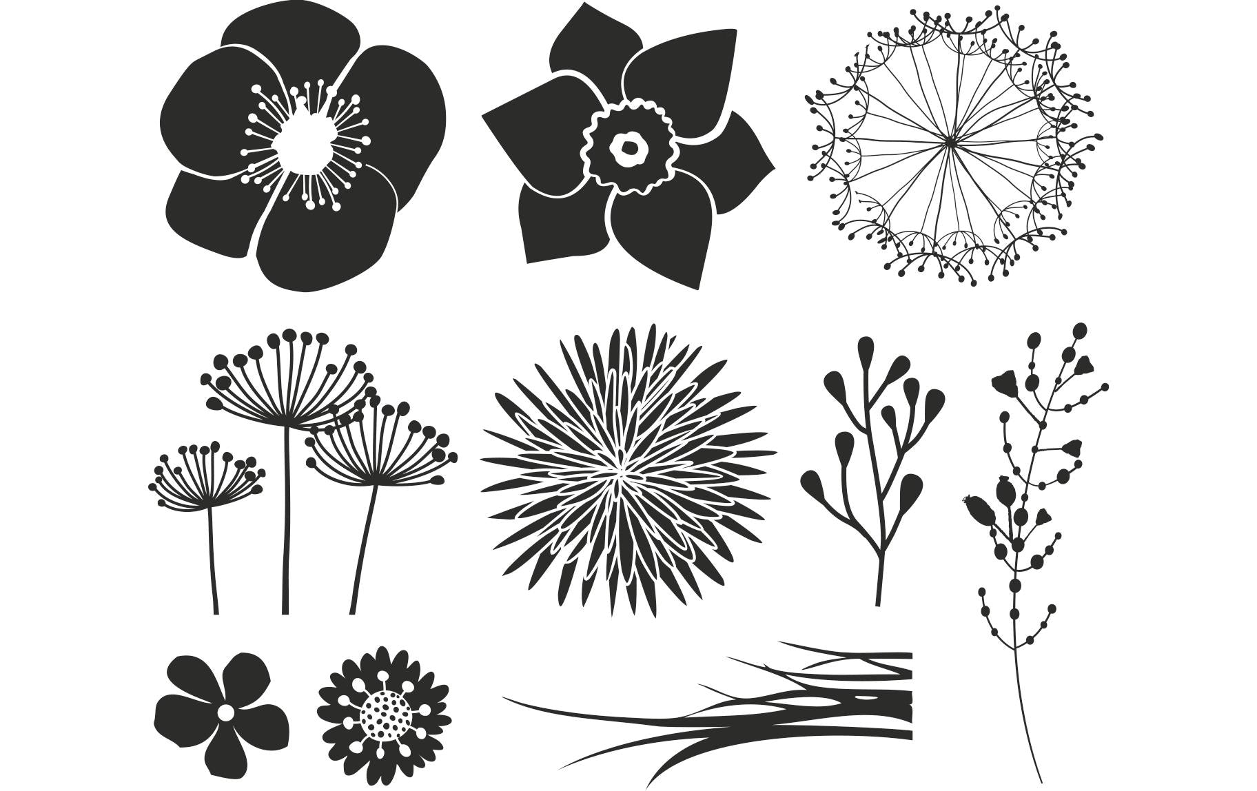 HEYDA Stempel-Set – Blumen – 10 Stempel – Ahorn – 120 × 100 × 30 mm