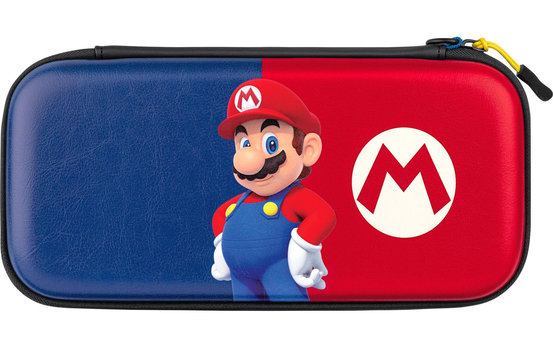 PDP Hartschalenetui – Ständer, Reissverschluss – für Switch/Switch Lite/Switch OLED – Blau/Rot – Mario