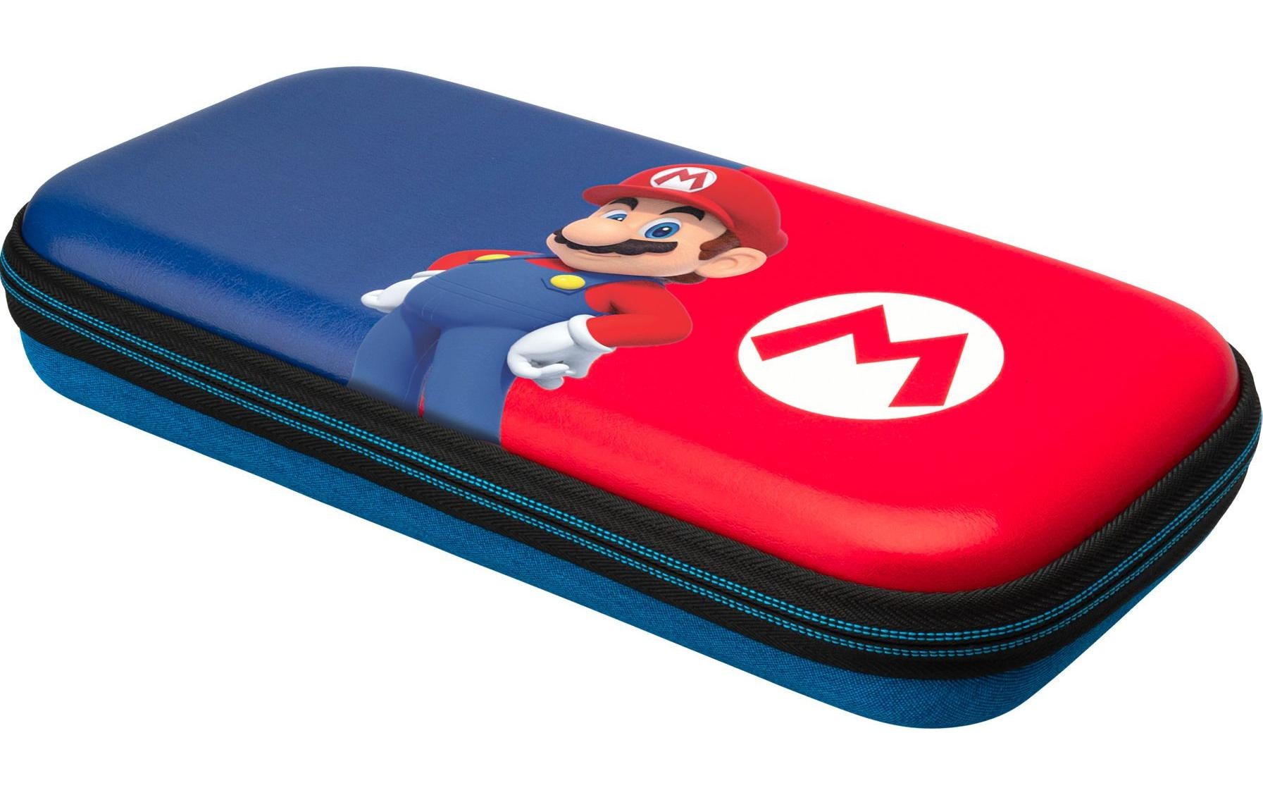 PDP Hartschalenetui – Ständer, Reissverschluss – für Switch/Switch Lite/Switch OLED – Blau/Rot – Mario