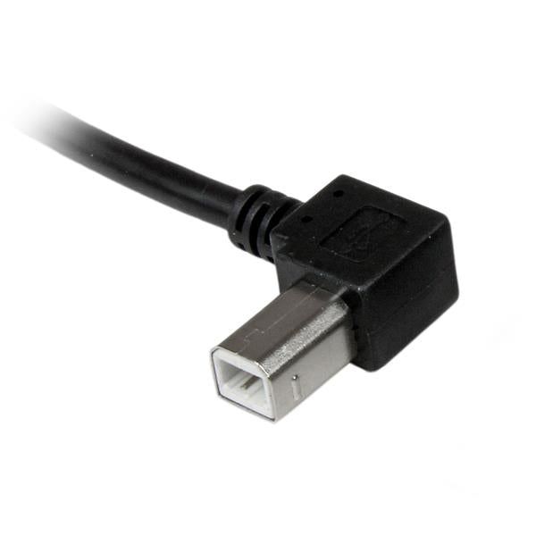 StarTech.com USB-A auf USB-B Kabel – USB 2.0 (480 Mbit/s) – 2 m – Links abgewinkelt – Schwarz