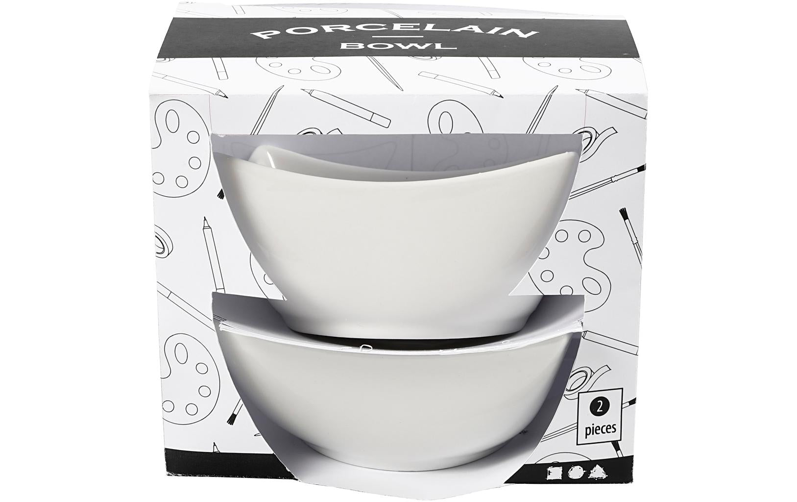 Creativ Company Schale – 2er Set, Ø 10 cm, H 4,5 cm, Porzellan, Weiss