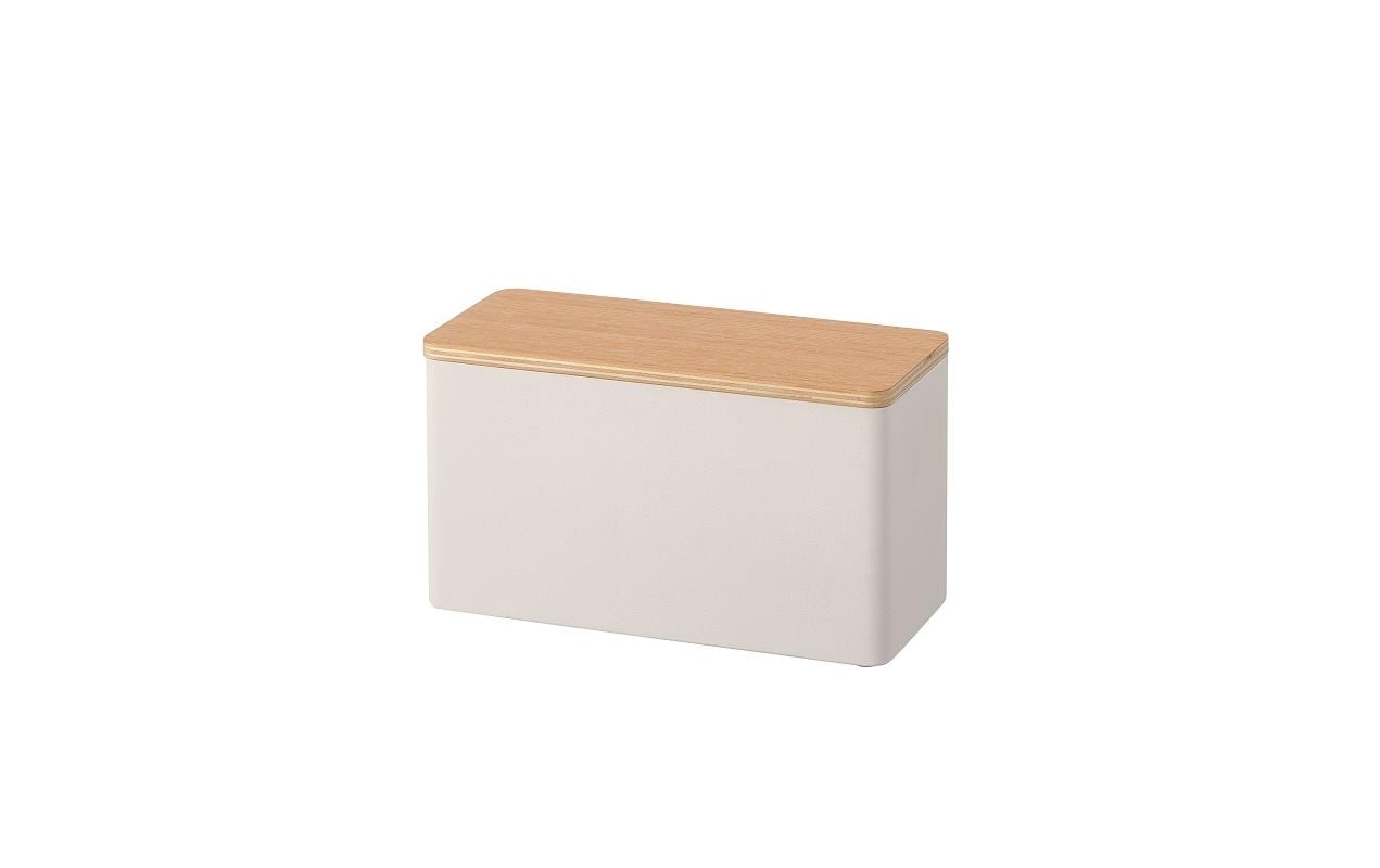 Yamazaki Rin Aufbewahrungsbox (mit Deckel) – Metall/Holz – Weiss – 105 × 140 × 230 mm