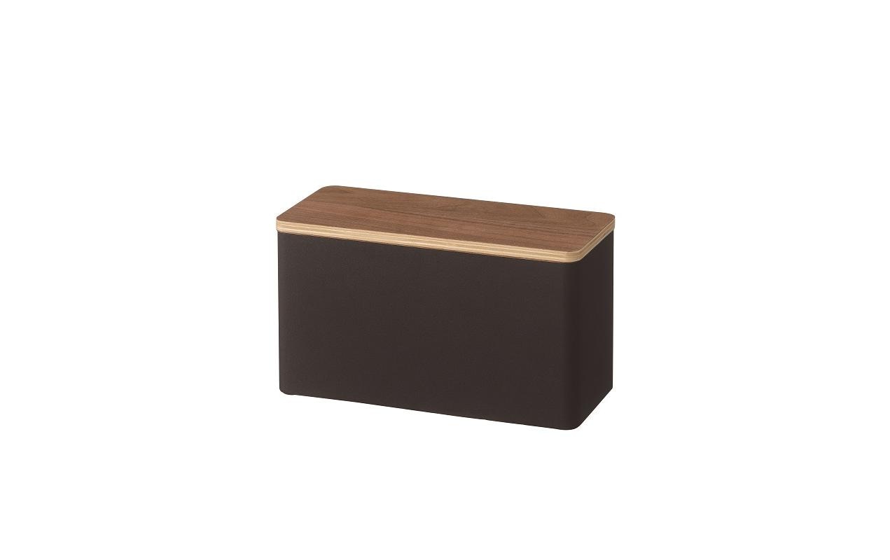 Yamazaki Aufbewahrungsbox (mit Deckel) – Metall/Holz – Schwarz/Natur – 105 × 140 × 230 mm