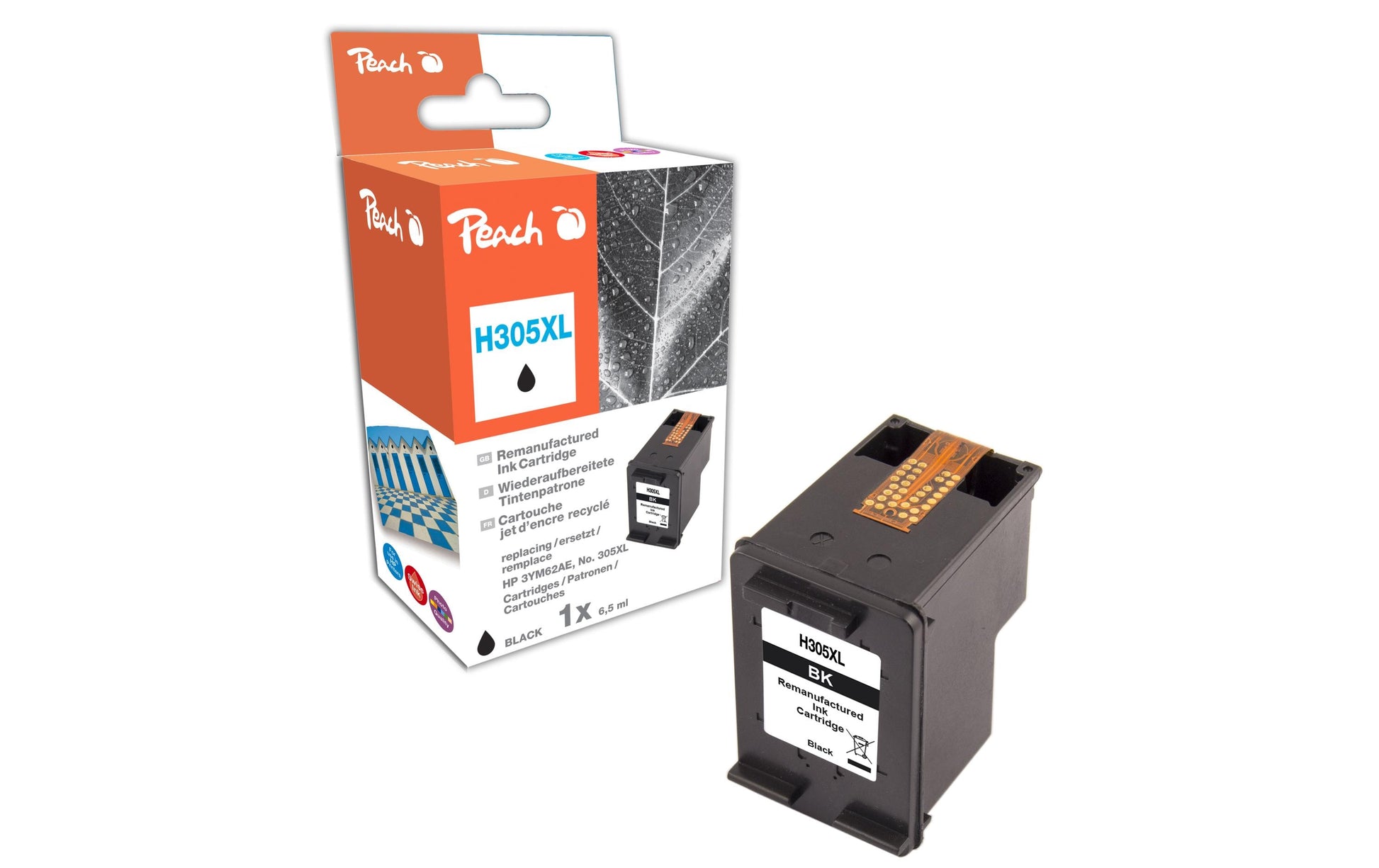 Peach 305XL Schwarz Tintenpatrone (Kompatibel) – 240 Seiten – für HP DeskJet 2320/2720/2721… – 3YM62AE