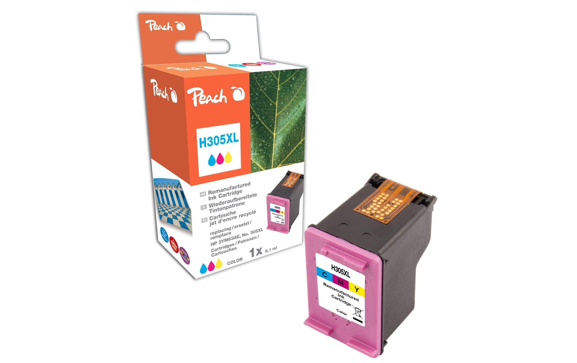 Peach 305XL Dreifarbig Tintenpatrone (Kompatibel) – 200 Seiten – für HP DeskJet 2700 Serie – 3YM63AE