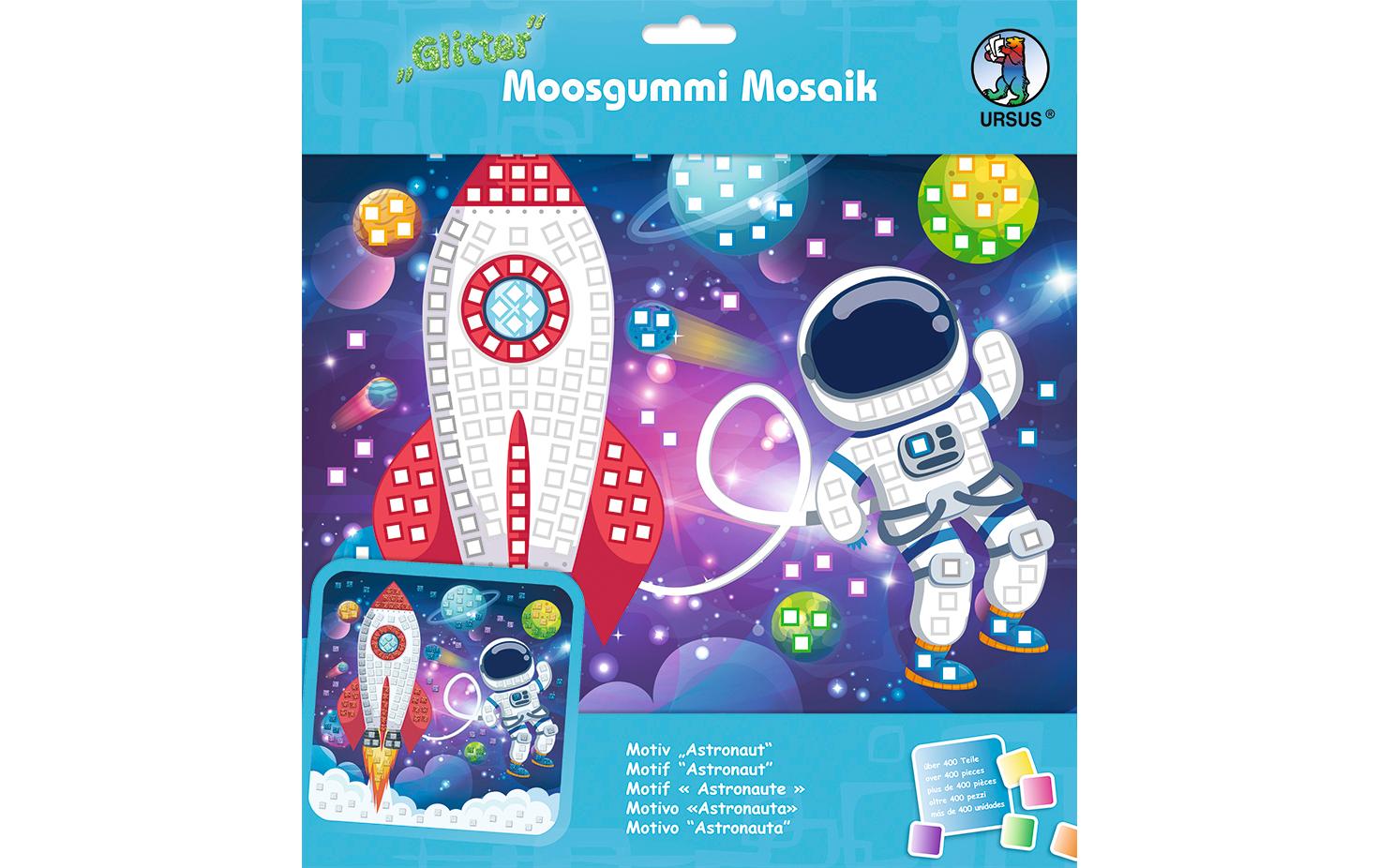 URSUS Moosgummi-Set Glitter Astronaut – 25 × 27 cm – selbstklebend – Mehrfarbig