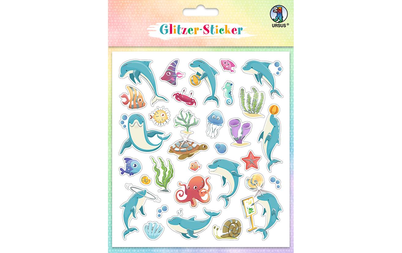 URSUS Sticker, Fisch, Glitzer, Mehrfarbig, 1 Bogen