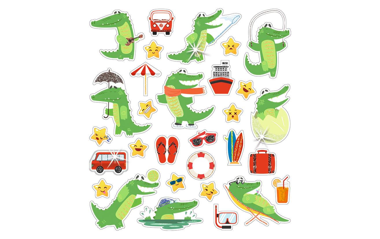 URSUS Glitzer Sticker – 15 × 16,5 cm, mehrfarbig, Tiermuster, glänzend – 1 Bogen
