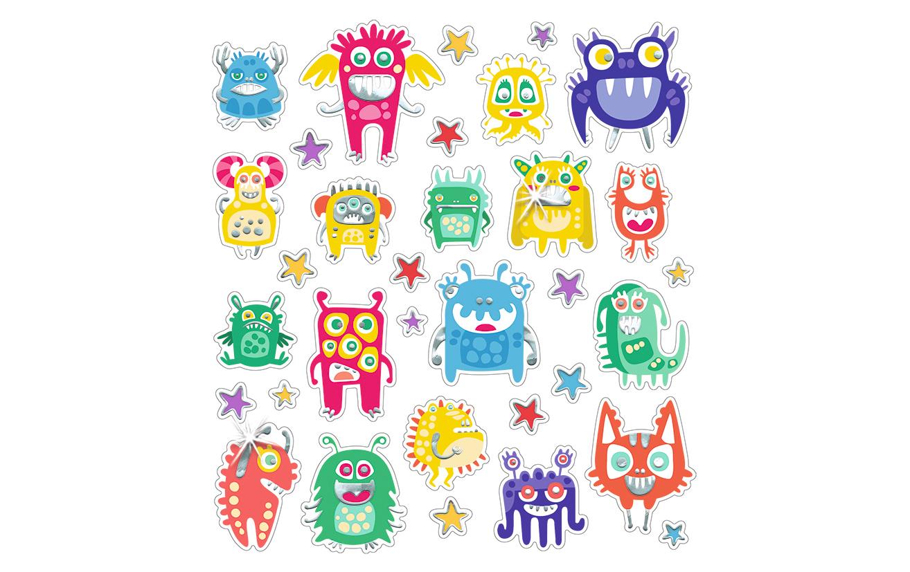 URSUS Glitzer Sticker – 15 × 16,5 cm, mehrfarbig, Tiermuster, glänzend – 1 Bogen
