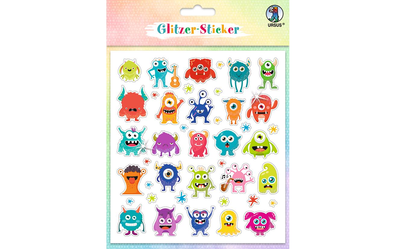 URSUS Sticker, Fun Motiv 05, Glitzer, Mehrfarbig, 15 × 16,5 cm
