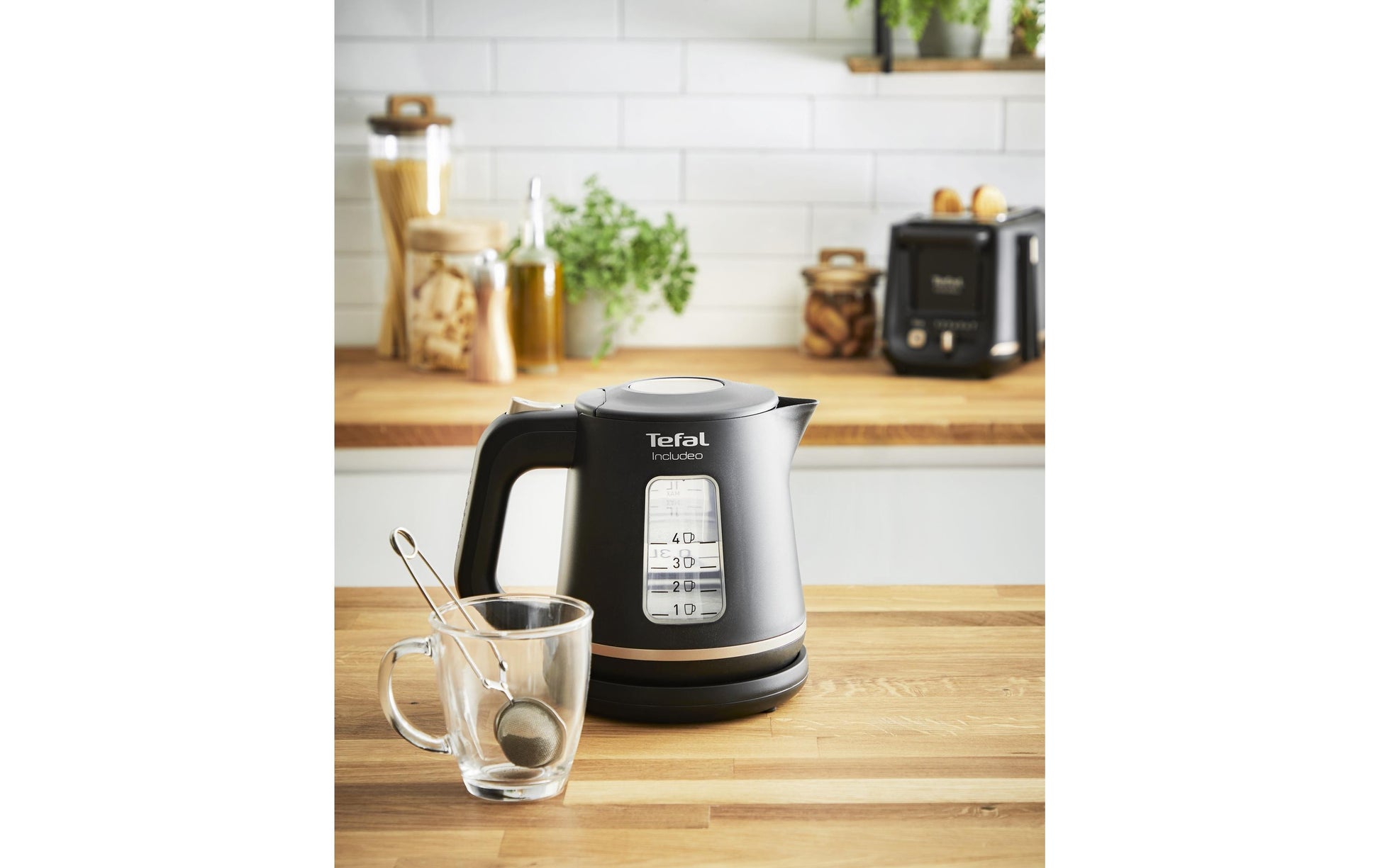 Tefal Includeo KI5338 – Wasserkocher 1 l, 2400 W, Kunststoff, Schwarz