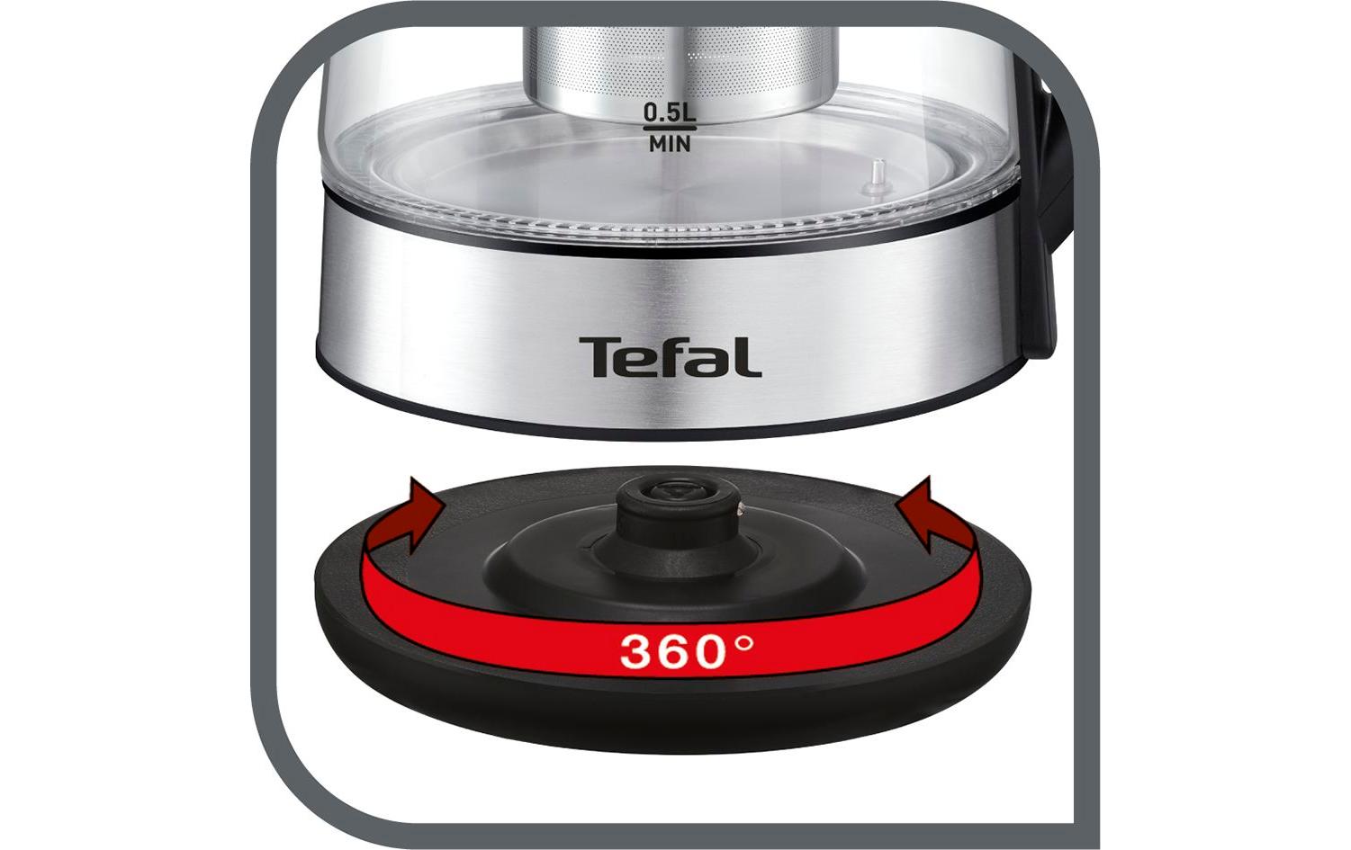 Tefal BJ750D10 – Wasserkocher 1,7 l, Tee-Funktion, 2400 W, Glas, Silber
