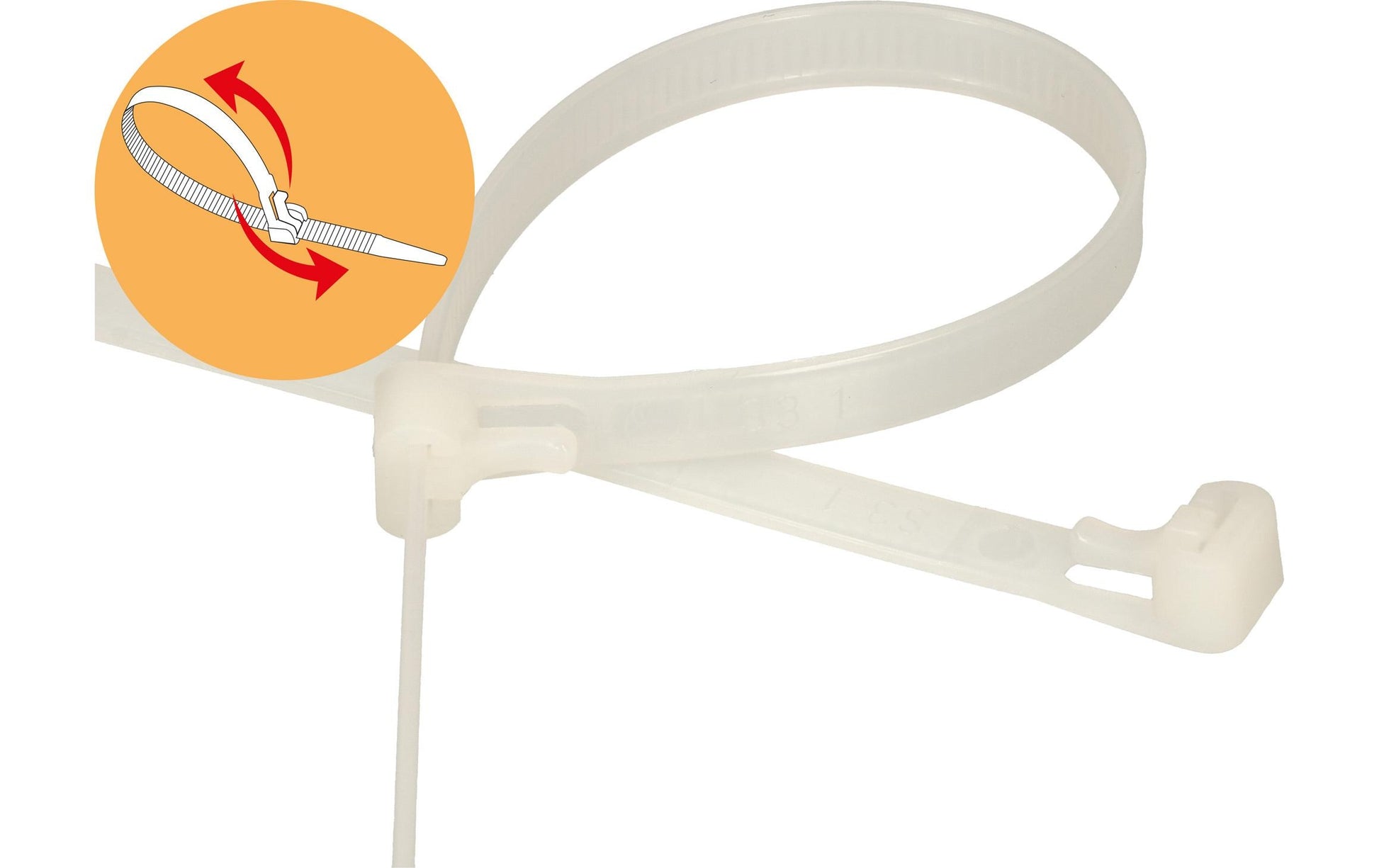 Max Hauri AG Max Hauri Kabelbinder, 200×7,5 mm, 20er-Pack, natur, wiederverwendbar