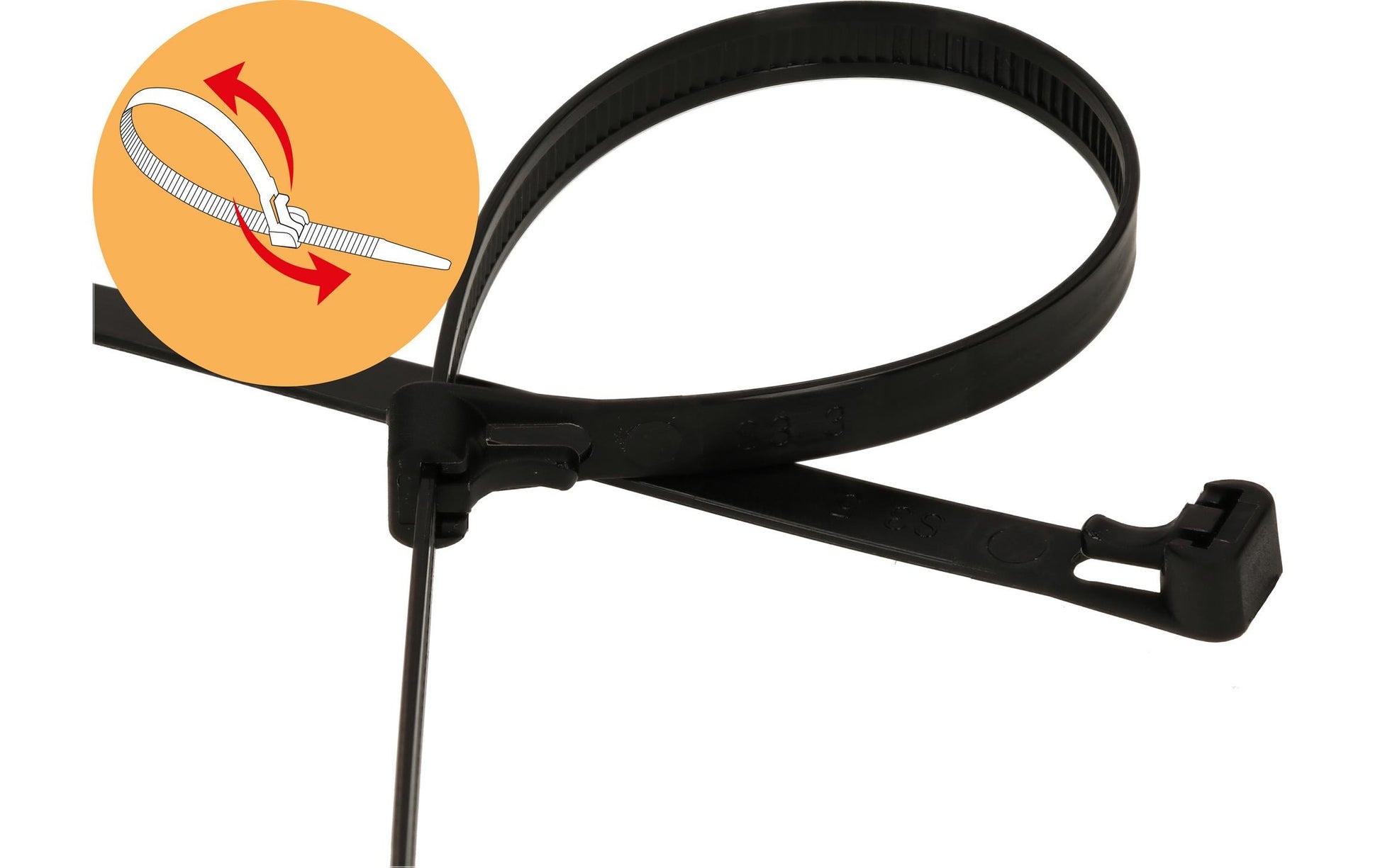 Max Hauri AG Max Hauri Kabelbinder, 300×7,5 mm, 20er-Pack, wiederverwendbar – schwarz