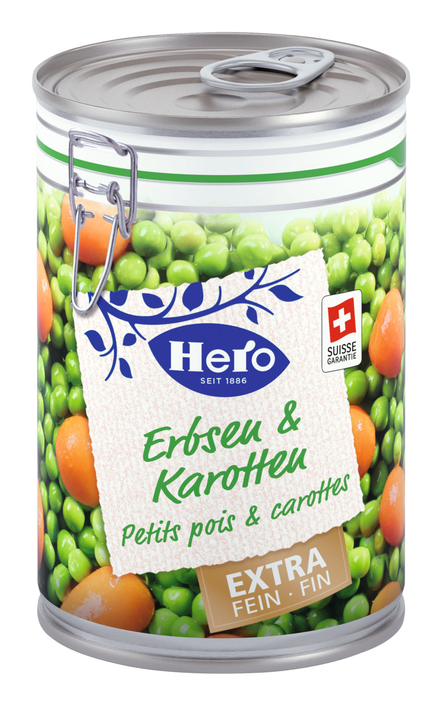 Hero Erbsen & Karotten extra fein – vegan – 12×420 g