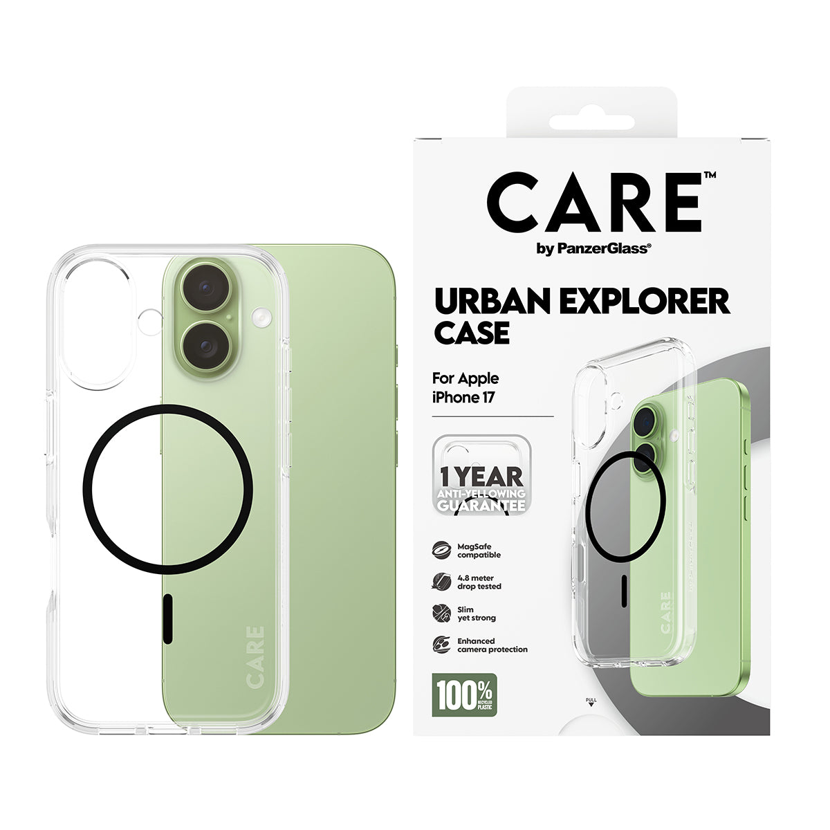 PanzerGlass Backcover – für Apple iPhone 17 – transparent/schwarz – TPU – MagSafe-kompatibel