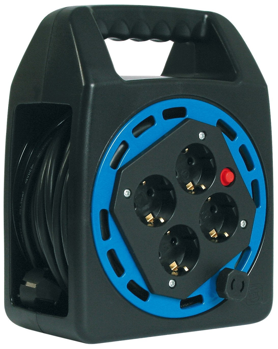 Bachmann Kabelrolle – 4× Schutzkontakt (Typ F), 20 m, Schwarz